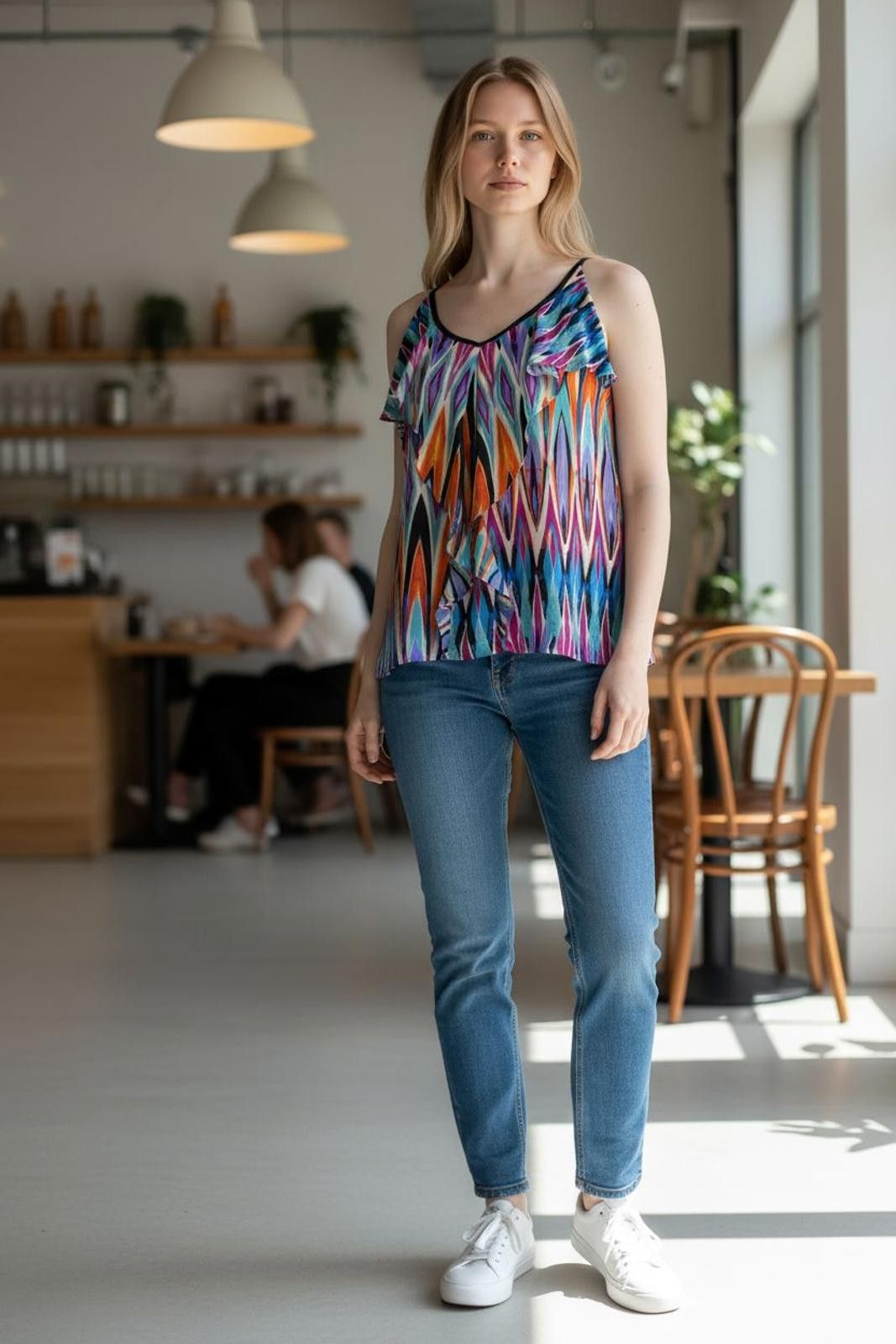 Other Nicole Miller Colorful Geometric Pattern Women's Tank Top Size L / US 10 / IT 46 - 2 Thumbnail
