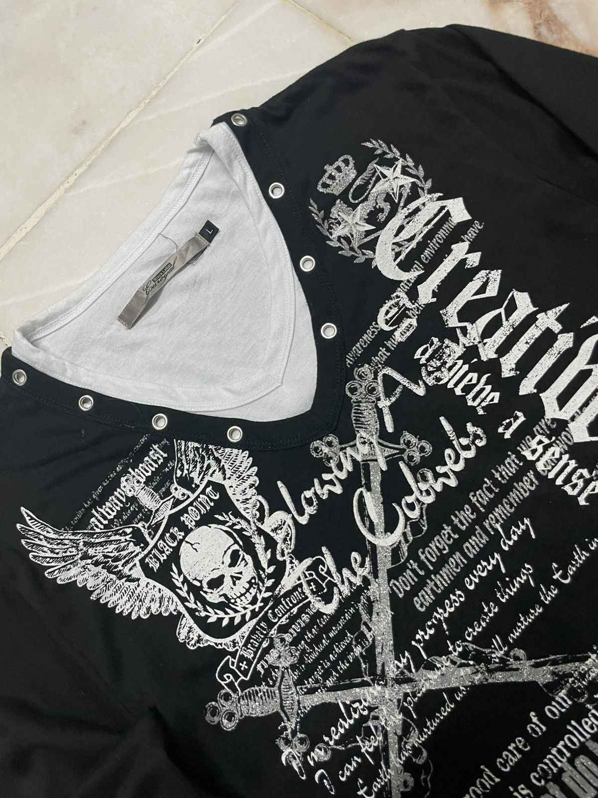 Seditionaries 💥 Black Label England Poem Gothic Punk VTshirt Double Layer Size US L / EU 52-54 / 3 - 4 Thumbnail