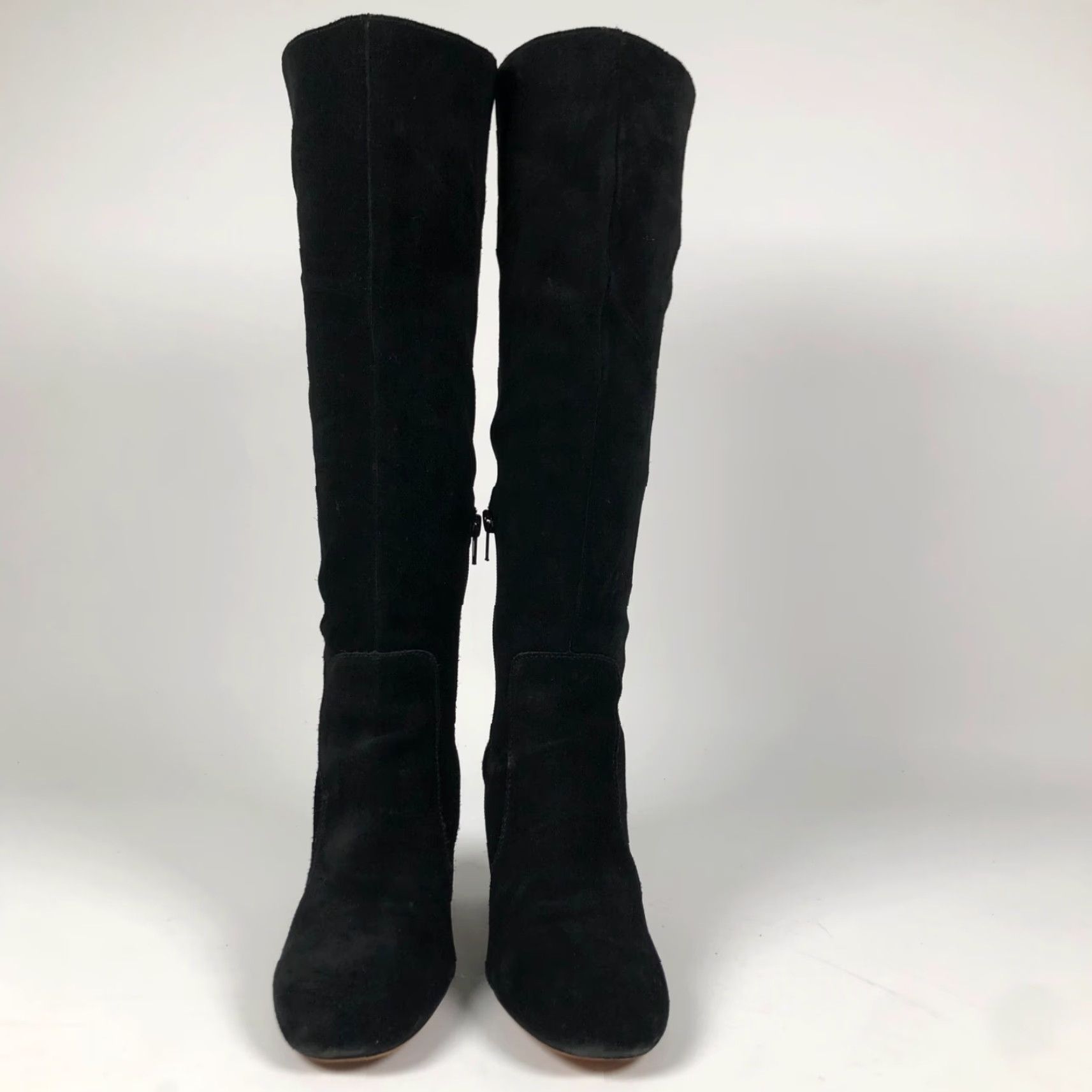Vintage Essex Lane El Gano Boots Womens Size 7 M Black Suede Knee High Zip Block Heel Platform City Clubwear Disco Going Out Gothic Retro Size US 7 / IT 37 - 3 Thumbnail
