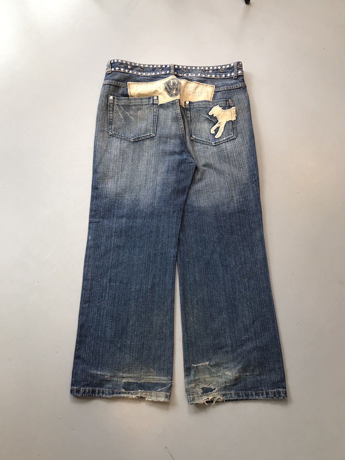 Vintage Rare vintage crazy studds waist belt baggy fit denim Size US 38 / EU 54 - 1 Thumbnail