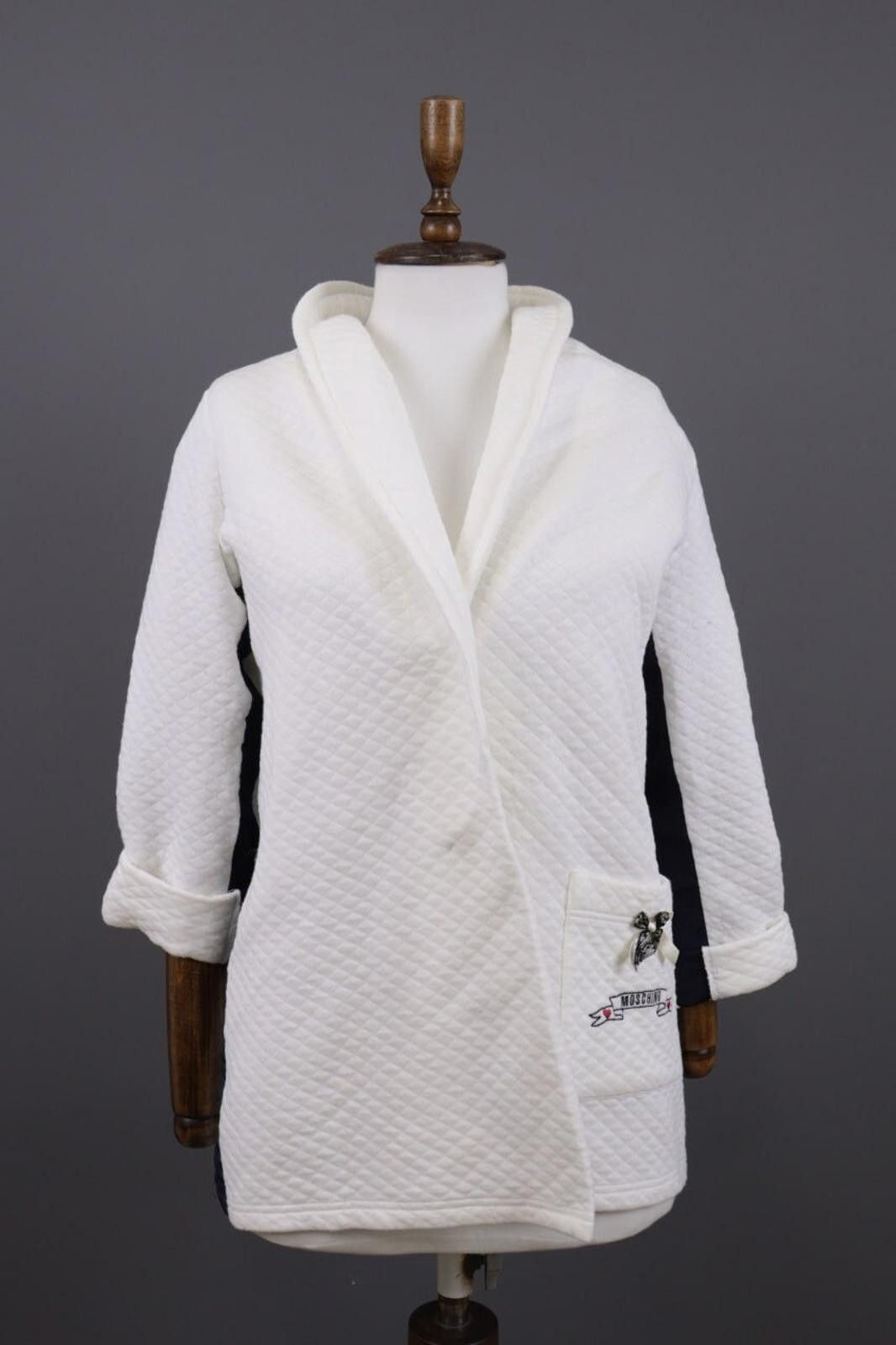 Moschino Moschino White V-Neck Wrap Long Barhrobe Rope Size L Size L / US 10 / IT 46 - 1 Thumbnail