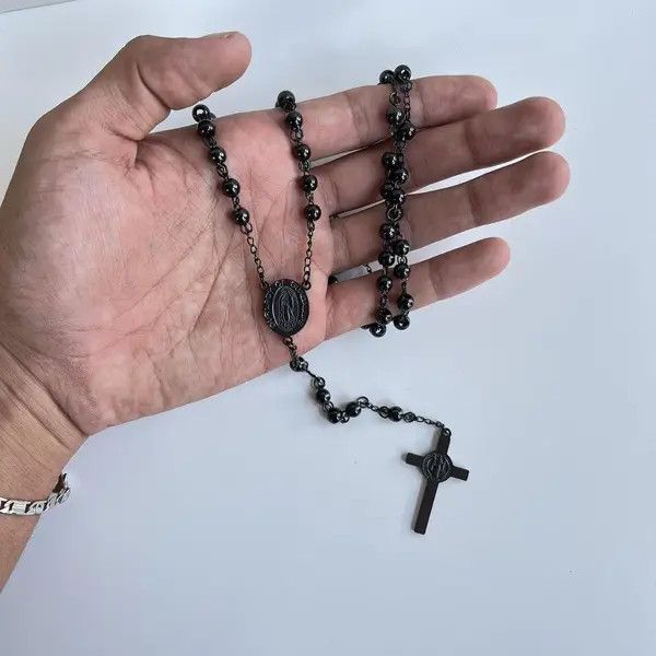 VIBE y2k 2000s black rosary bead necklace Size ONE SIZE - 7 Thumbnail
