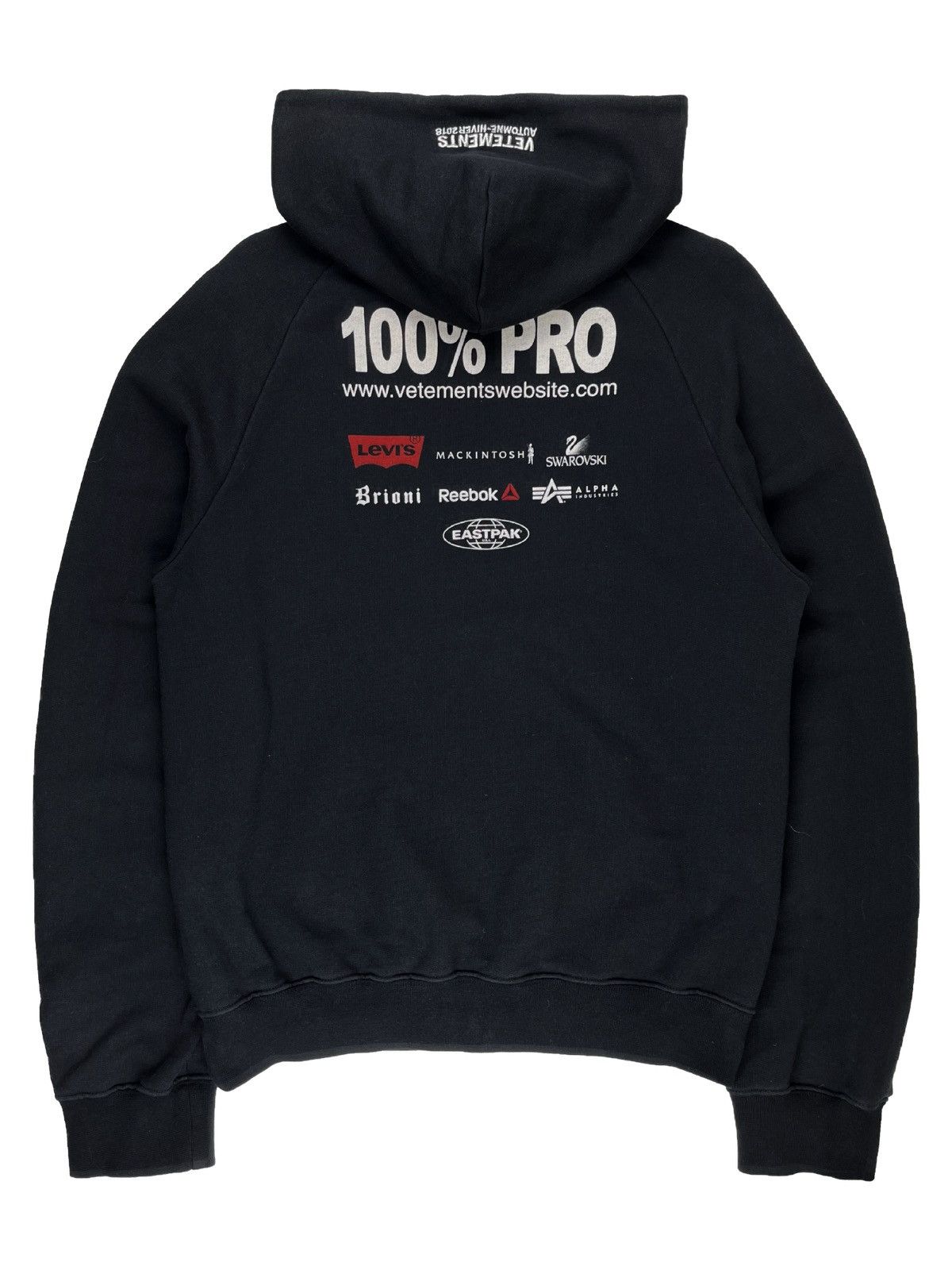 Pre-owned Vetements Aw18  100% Pro Logo Hoodie Black
