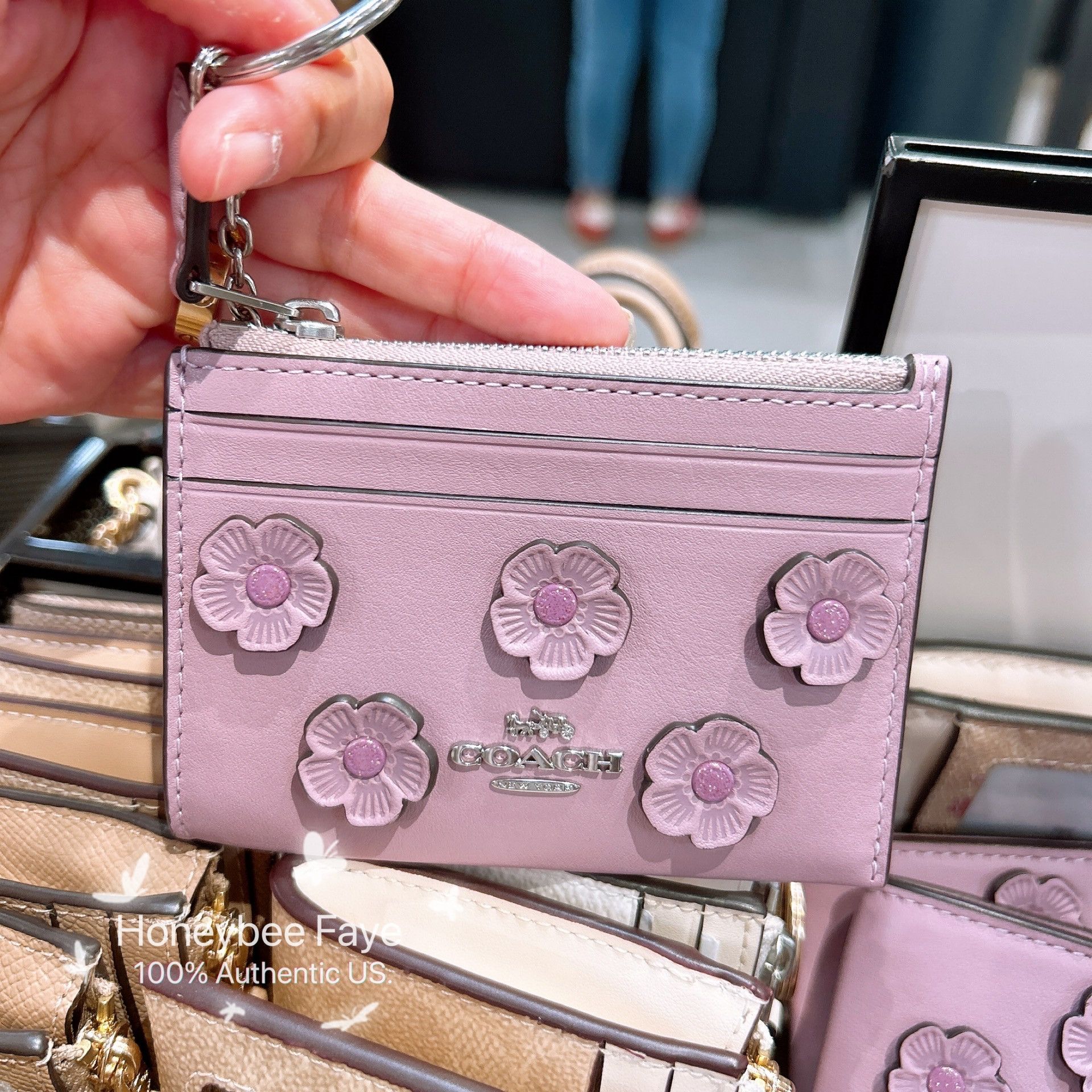 Coach Mini Skinny Id Case With Floral Applique CAT65 Size ONE SIZE - 1 Thumbnail