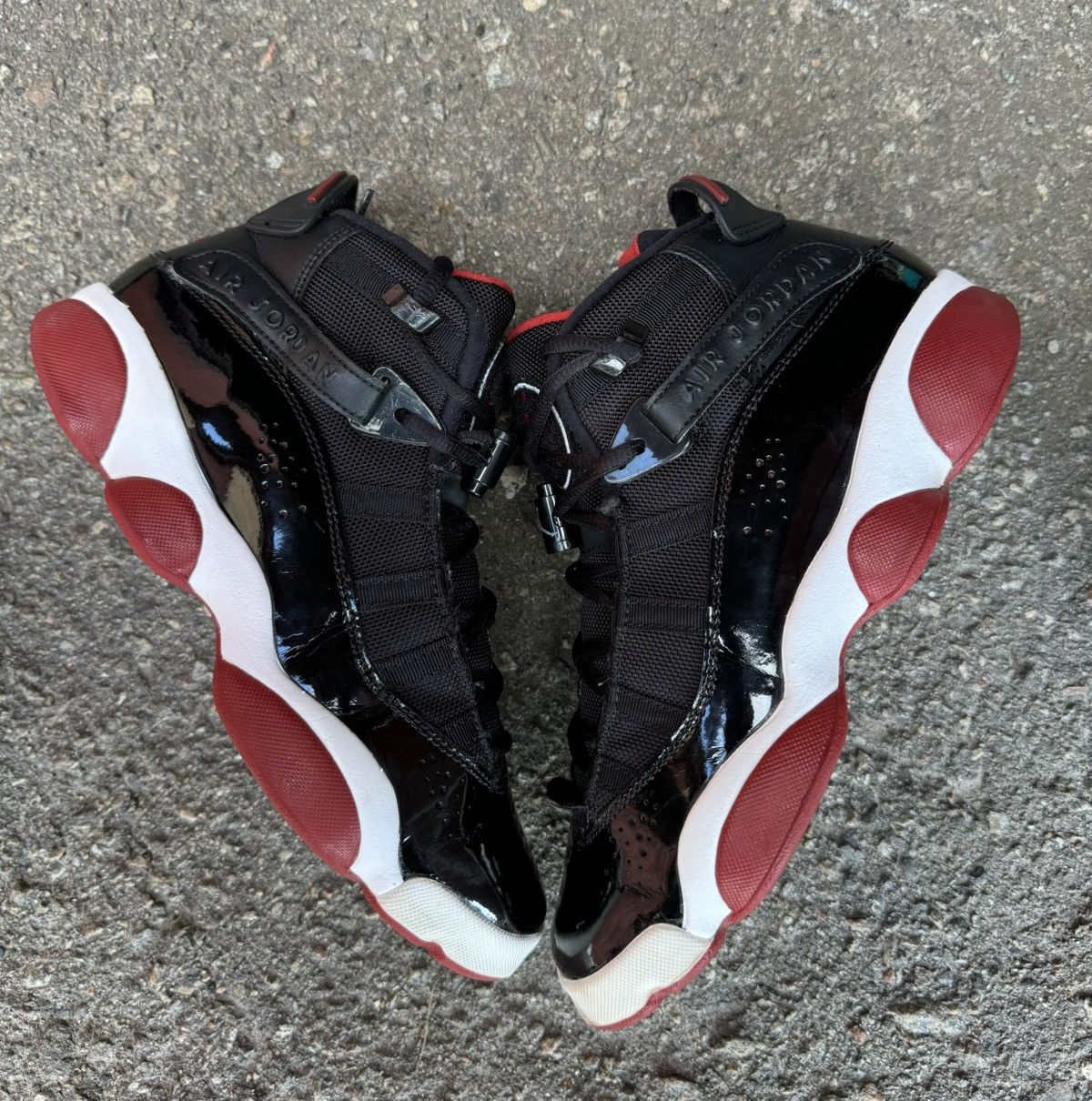 Jordan Brand Jordan 6 Rings Black Varsity Red women high top sneakers 7Y Size US 7 / IT 37 - 4 Thumbnail