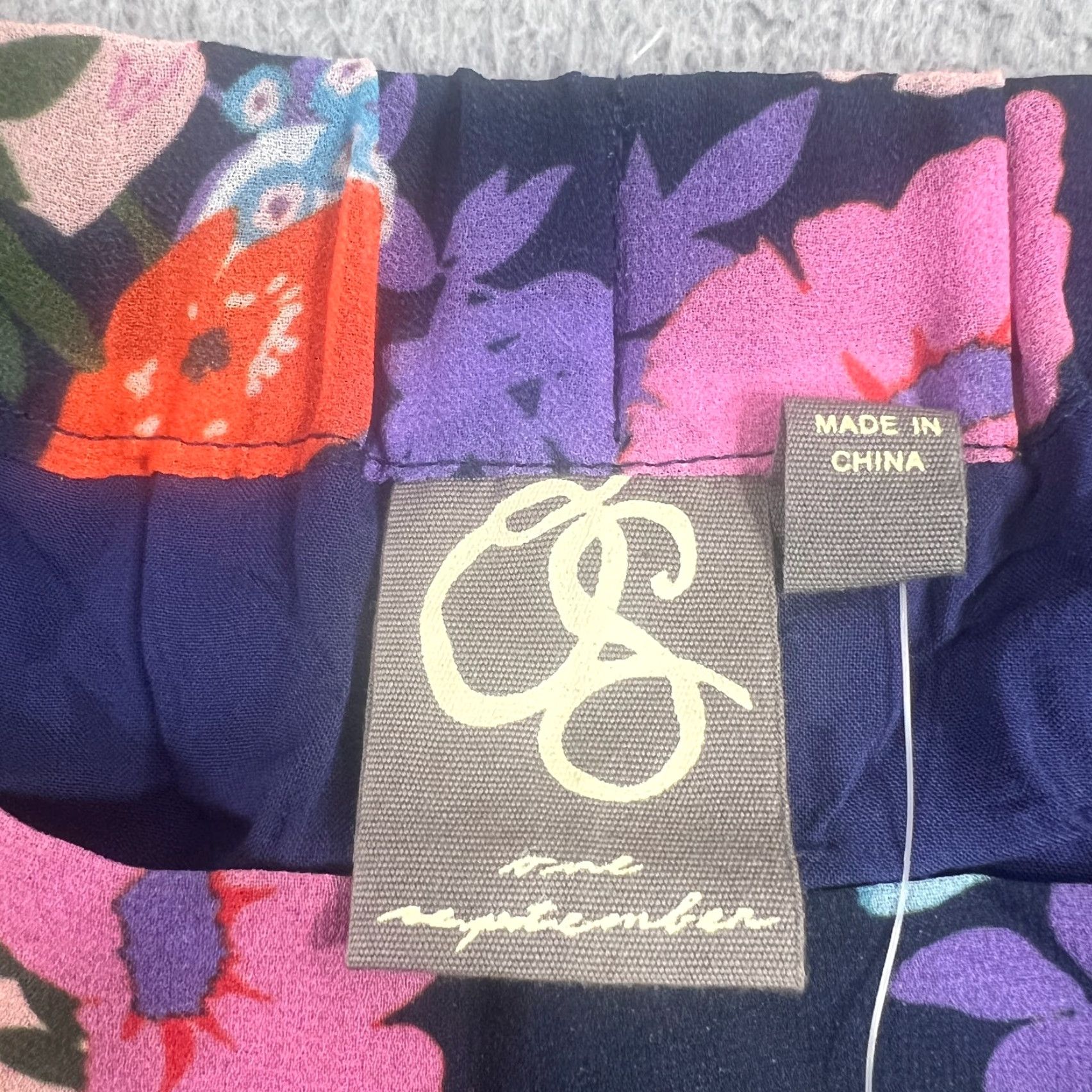 Anthropologie One September Floral Melody Skirt Size L Navy Blue Pink Tiered Anthropologie Size 36" / US 14 / IT 50 - 5 Thumbnail