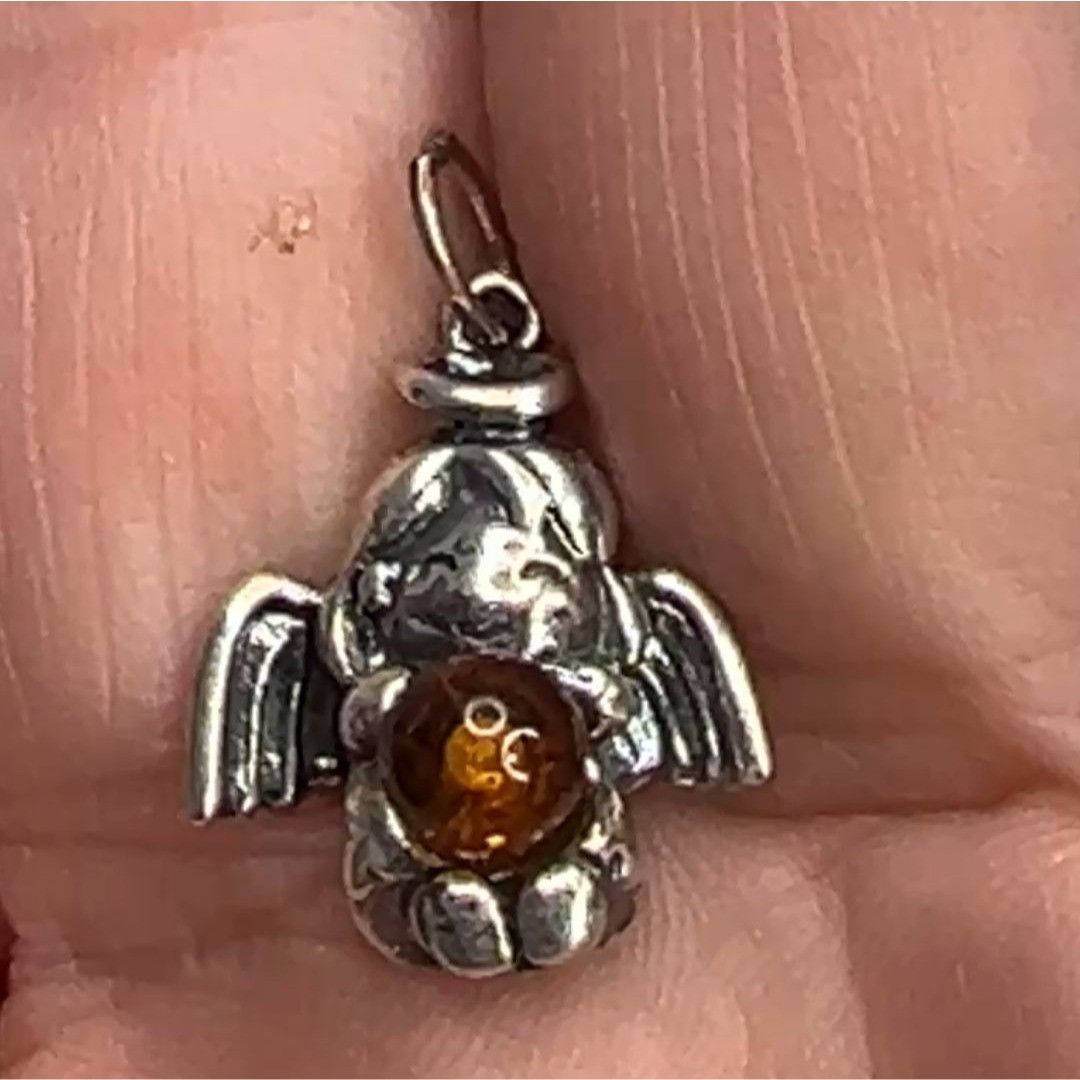 Other Sterling Silver 925 Small Angel Pendant With Cognac Baltic A Size ONE SIZE - 5 Thumbnail