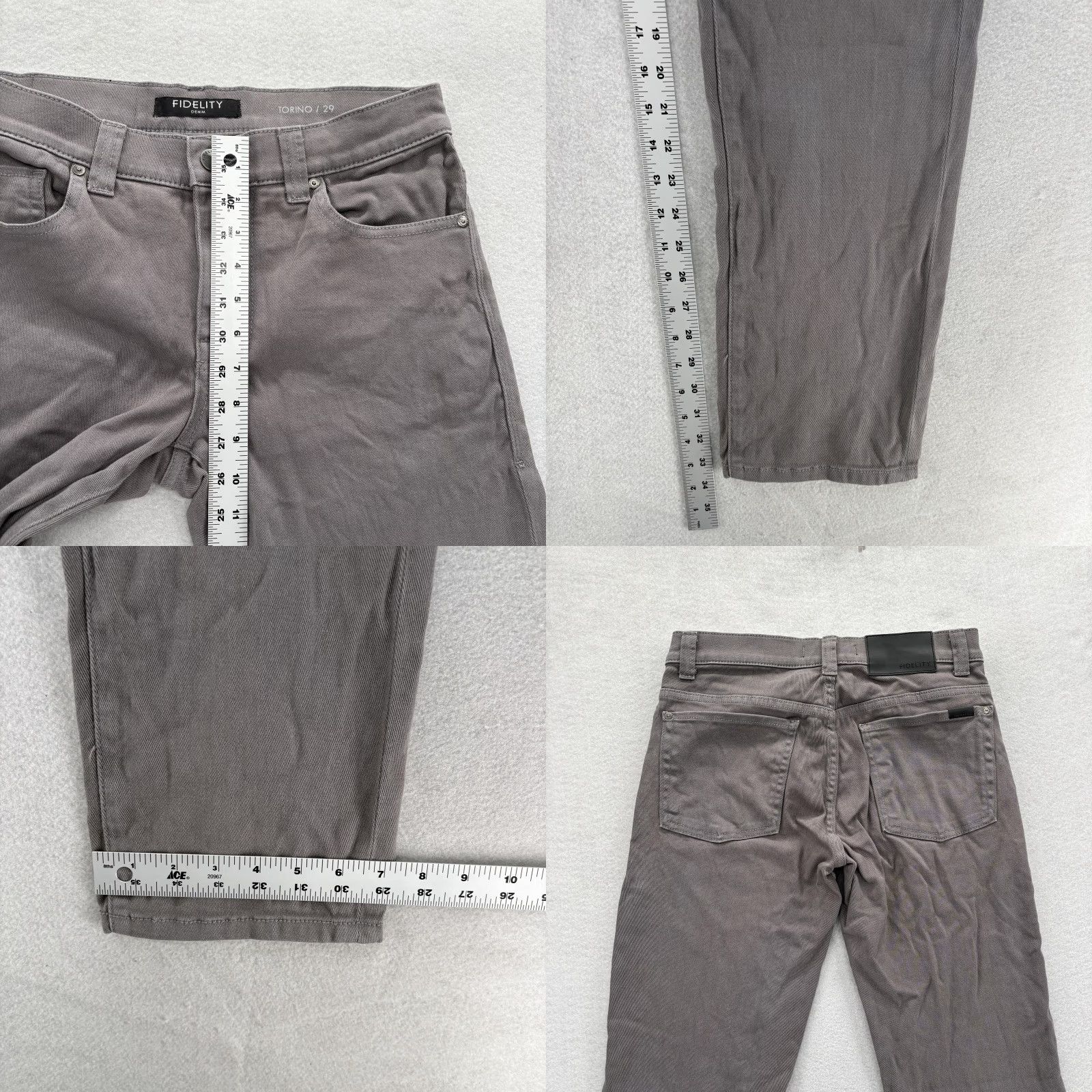Denime Fidelity Torino Jeans Mens 29x32 Gray Charcoal Stretch Denim Straight Casual Size US 29 - 8 Thumbnail