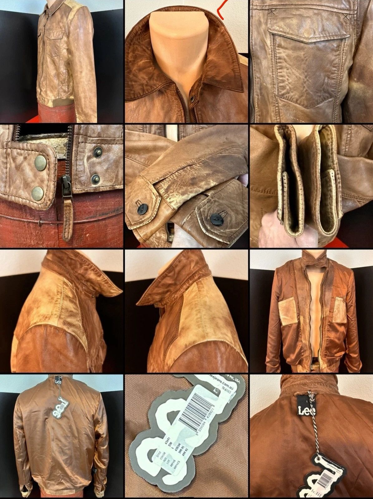 Lee LEE Re-print Distressed, Brown, Leather Bomber Jacket Lg Size US L / EU 52-54 / 3 - 12 Thumbnail