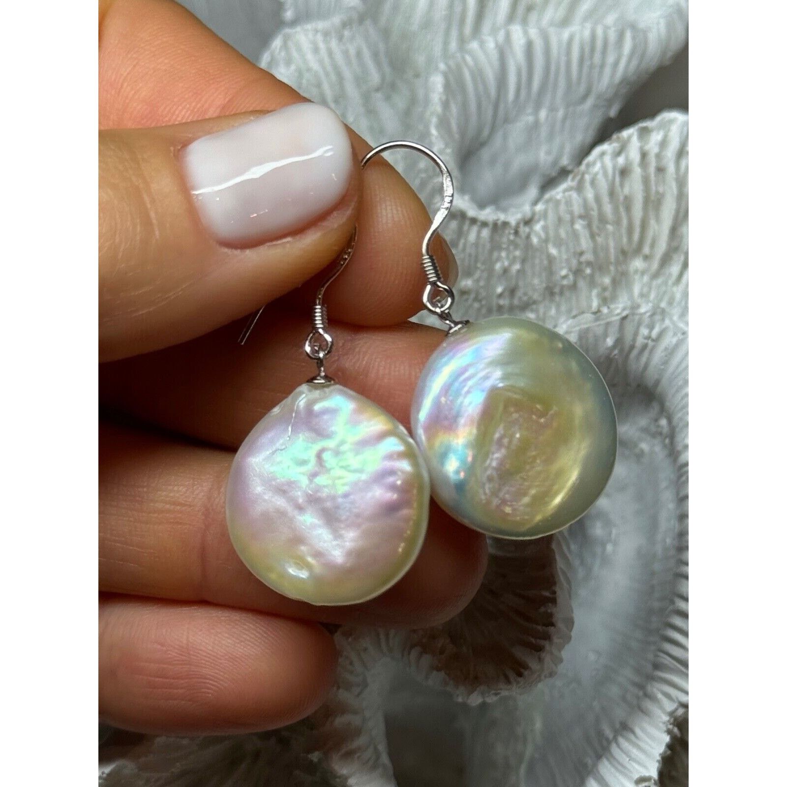Jewelry 925 STERLING SILVER FRESH WATER PEARL EARRINGS LENGTH 1.8 In Size ONE SIZE - 12 Thumbnail