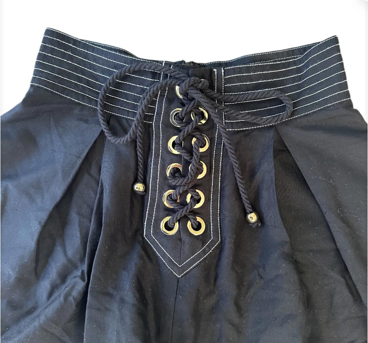 Zimmermann Zimmermann Black Silk Striped Lace-Up Shorts –Size XS (0) Size 25" / US 0 / IT 36 - 2 Thumbnail