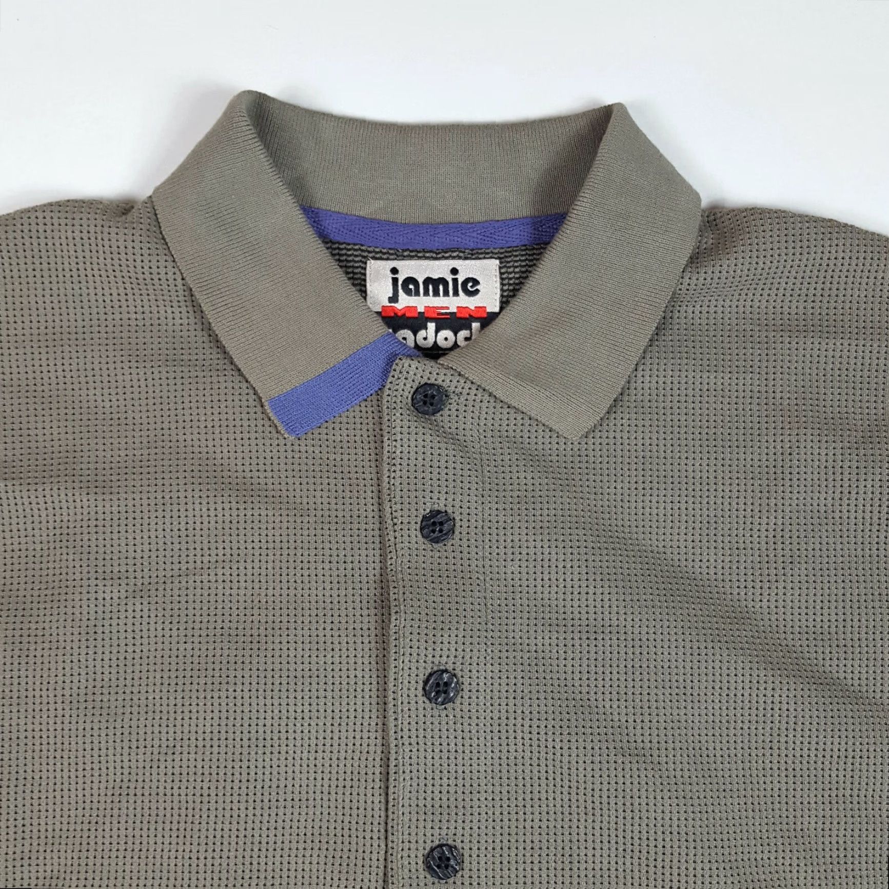 Vintage VINTAGE Jamie Sadock Golf Polo Shirt Short Sleeve Collared Button Shirt Men Medium Gray 90s Casual Sports Geometric Knit Cotton Size US M / EU 48-50 / 2 - 2 Thumbnail
