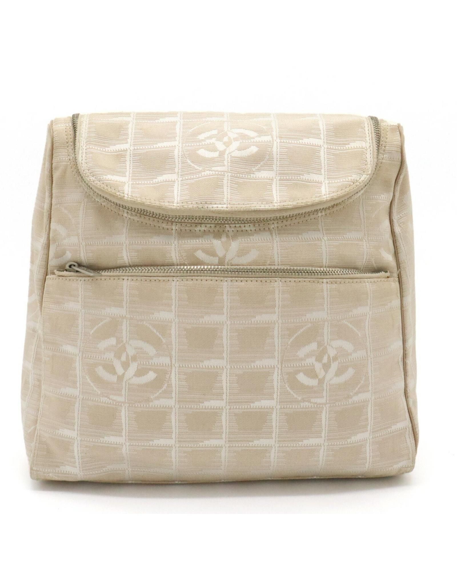 image of Chanel Versatile Beige Canvas Backpack And Shoulder Bag For Women