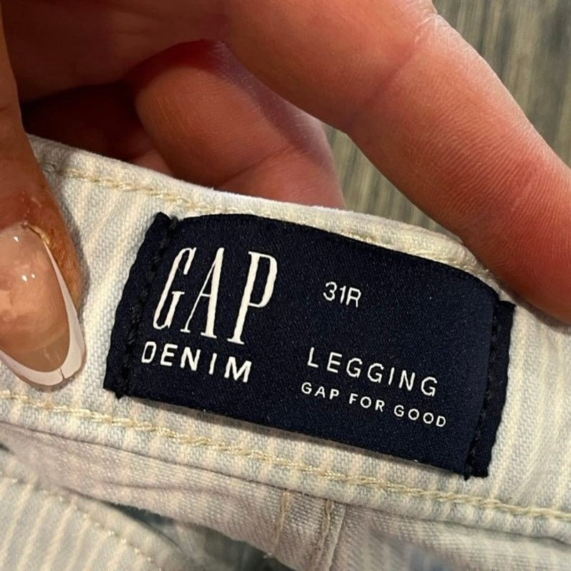 Gap Gap Denim Legging Jeans High Rise Pinstripe Blue Size 31R Size 31" - 5 Thumbnail