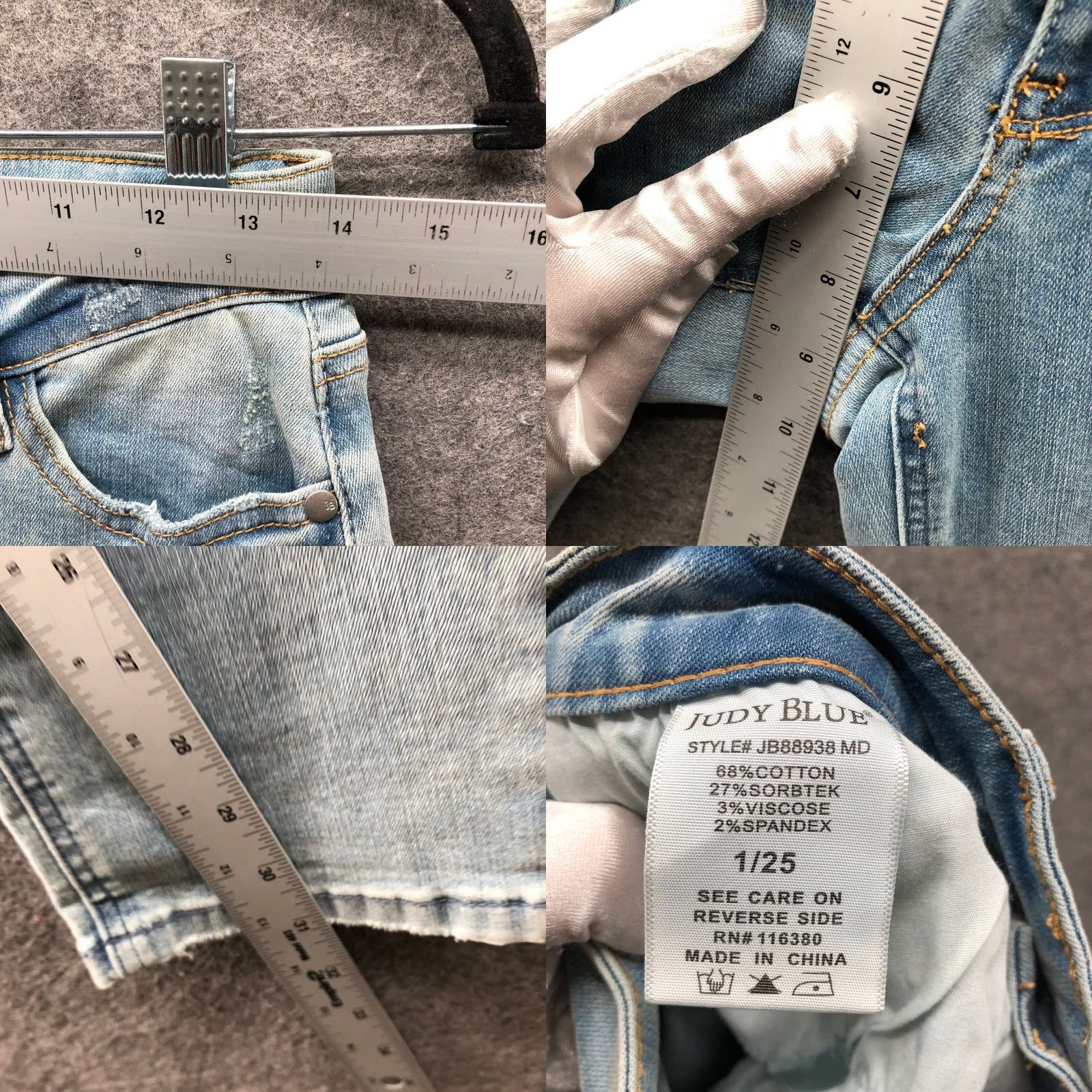 Vintage Judy Blue Boyfriend Fit Jeans Womens 1/25 Light Wash Stretch Blue Low Rise Denim 5-Pocket Design Jeans Womens Size 25" / US 0 / IT 36 - 8 Thumbnail