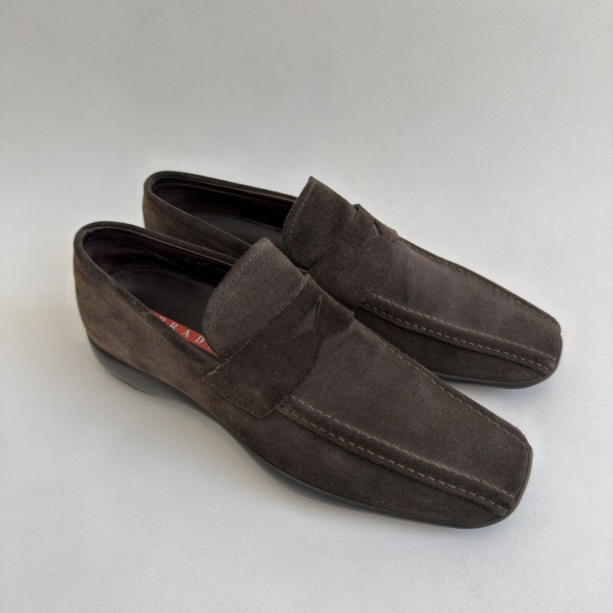 Prada Brown Suede ‘Square Toe’ Loafers Size US 8 / EU 41 - 3 Thumbnail