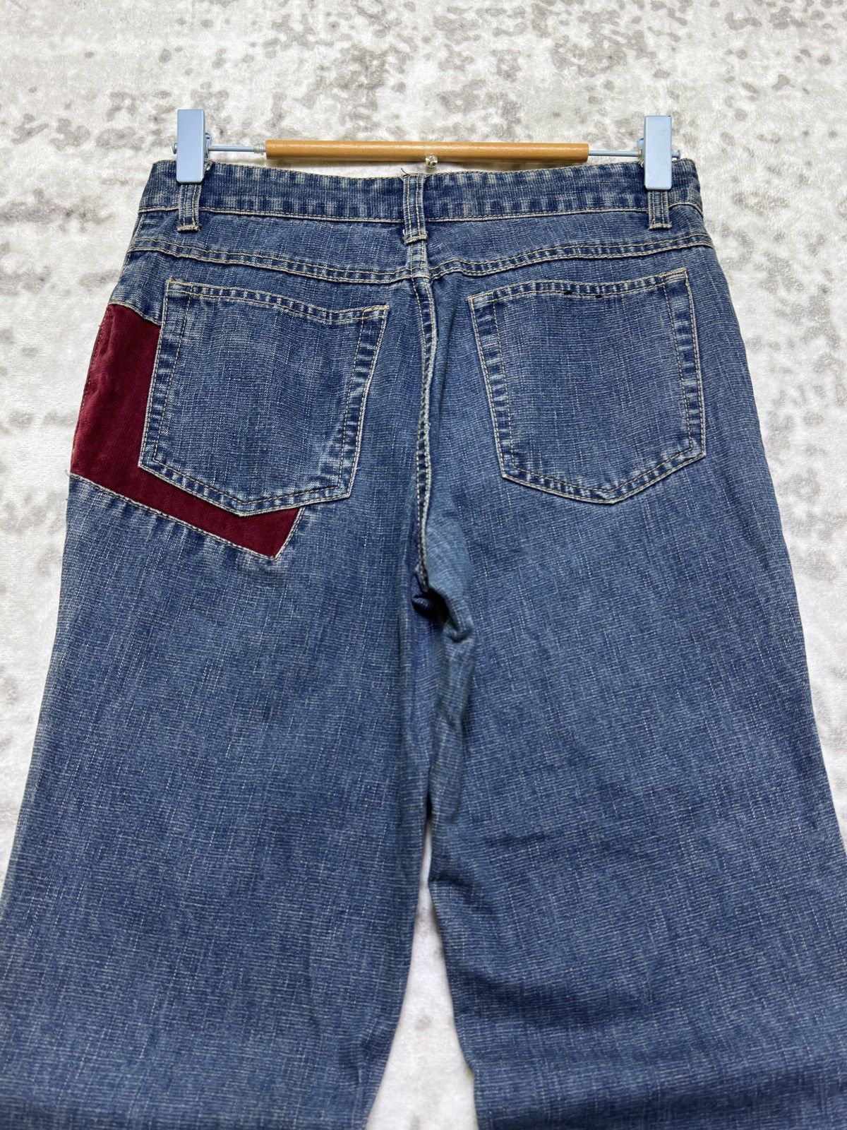 Hysteric Glamour No Boundaries Y2K Patchwork Velvet Bootcut Flare Denim Jeans Size US 27 - 10 Thumbnail