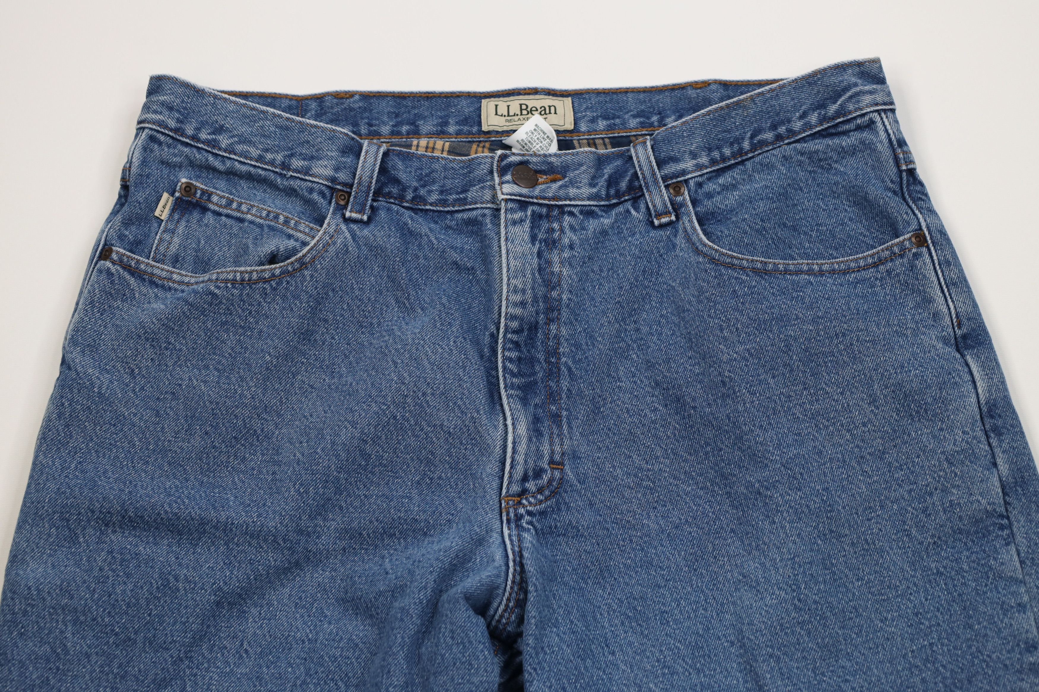 L.L. Bean Vintage LL Bean Fit Faded Flannel Lined Wide Leg Denim Jeans Size US 38 / EU 54 - 3 Thumbnail