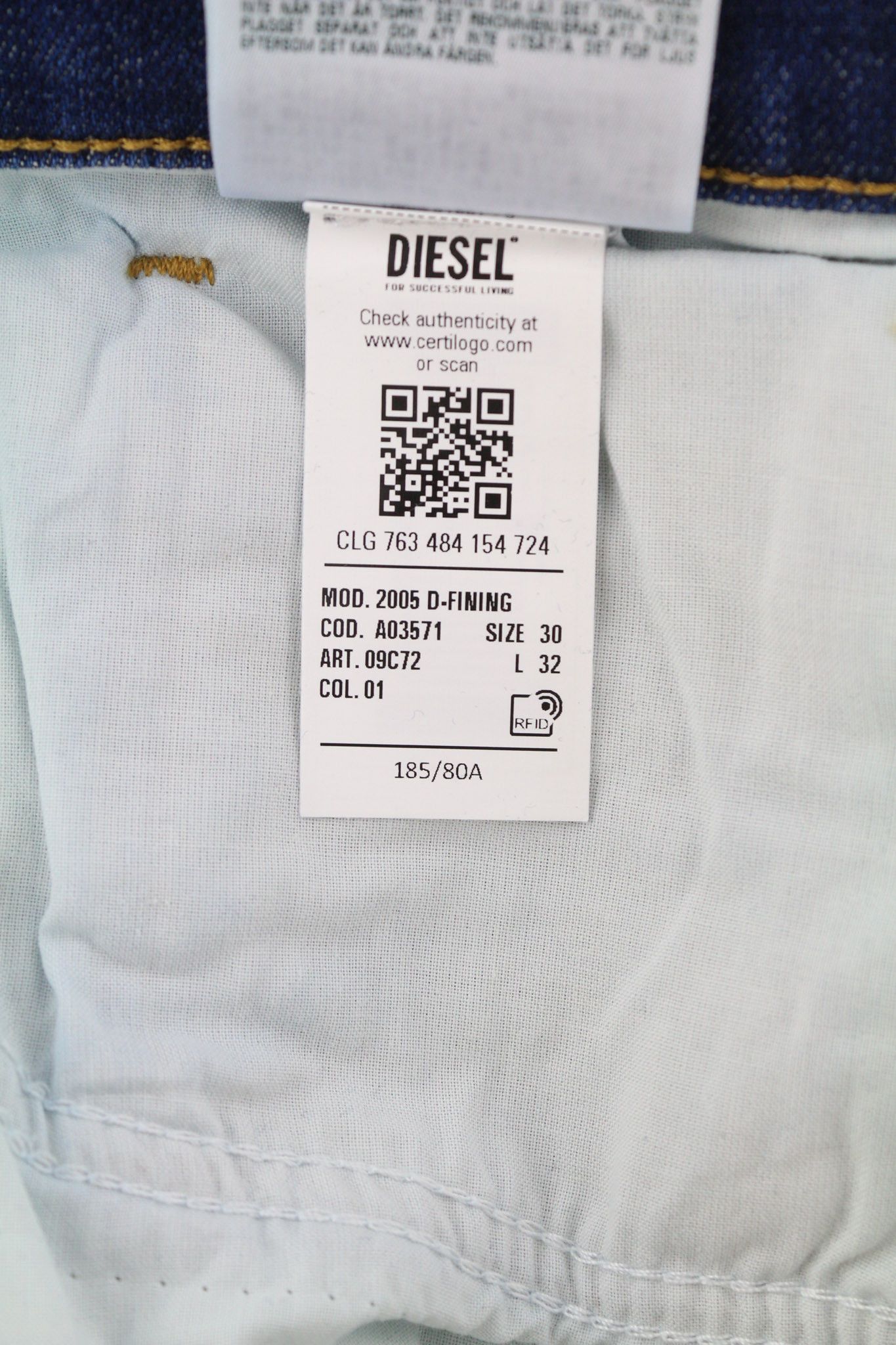 Diesel 2005 D-FINING 09C72 W30/L32 Tapered 40468 Size US 30 / EU 46 - 13 Thumbnail