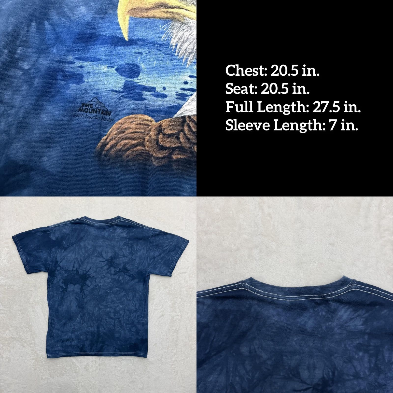 Gildan Gildan Mountain Shirt Mens Medium Blue Eagle American Flag Tie Dye Patriotic USA Crew Neck Short Sleeve Graphic Print Size US M / EU 48-50 / 2 - 8 Thumbnail
