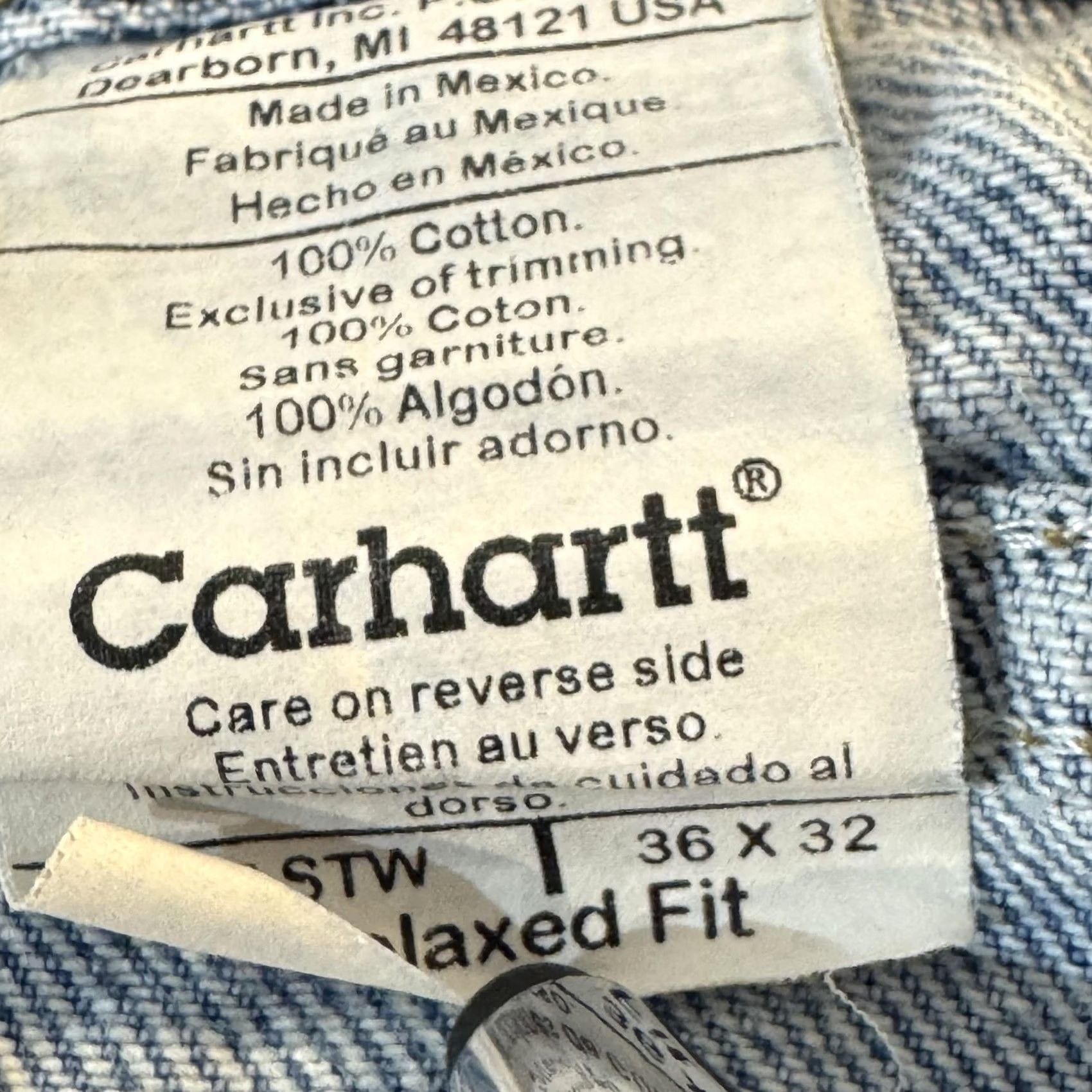 Carhartt VINTAGE Carhartt Jeans Mens 34x28 Blue Denim Relaxed Fit 100 Cotton Workwear Size US 34 / EU 50 - 6 Thumbnail