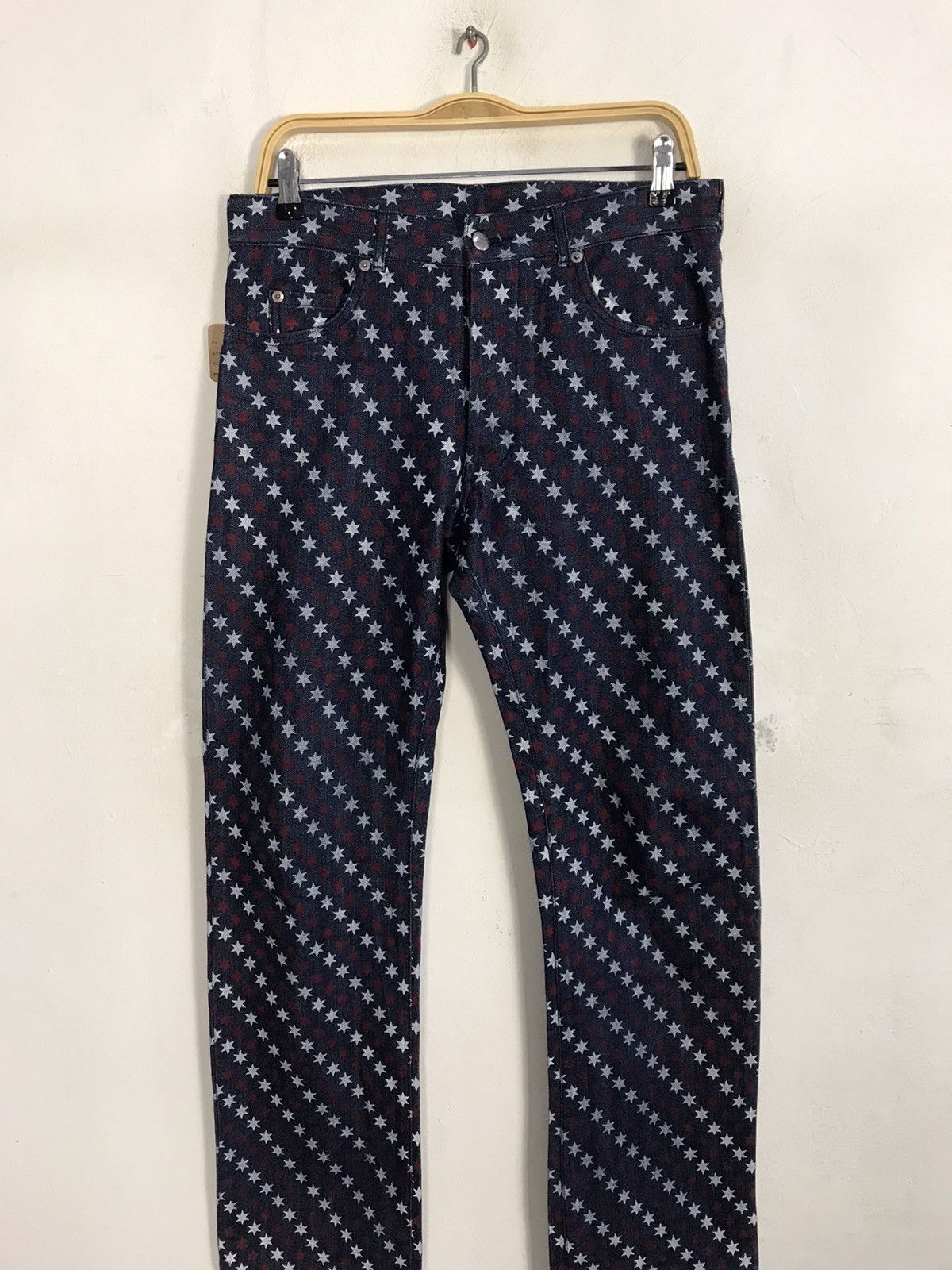 Katharine Hamnett London Katherine Hamnett London Indigo Denim Pant Star Over Printed Size 32" / US 10 / IT 46 - 3 Thumbnail