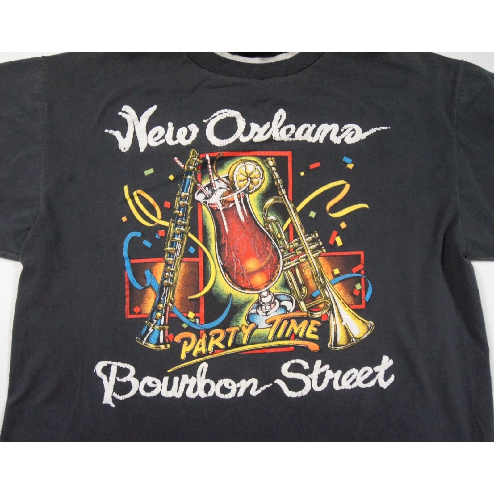 TEE JAYS Vintage Teejays Brand New Orleans Shirt Mens XL Black Bourbon Street 90s Tee Jazz Music Size US XL / EU 56 / 4 - 2 Thumbnail
