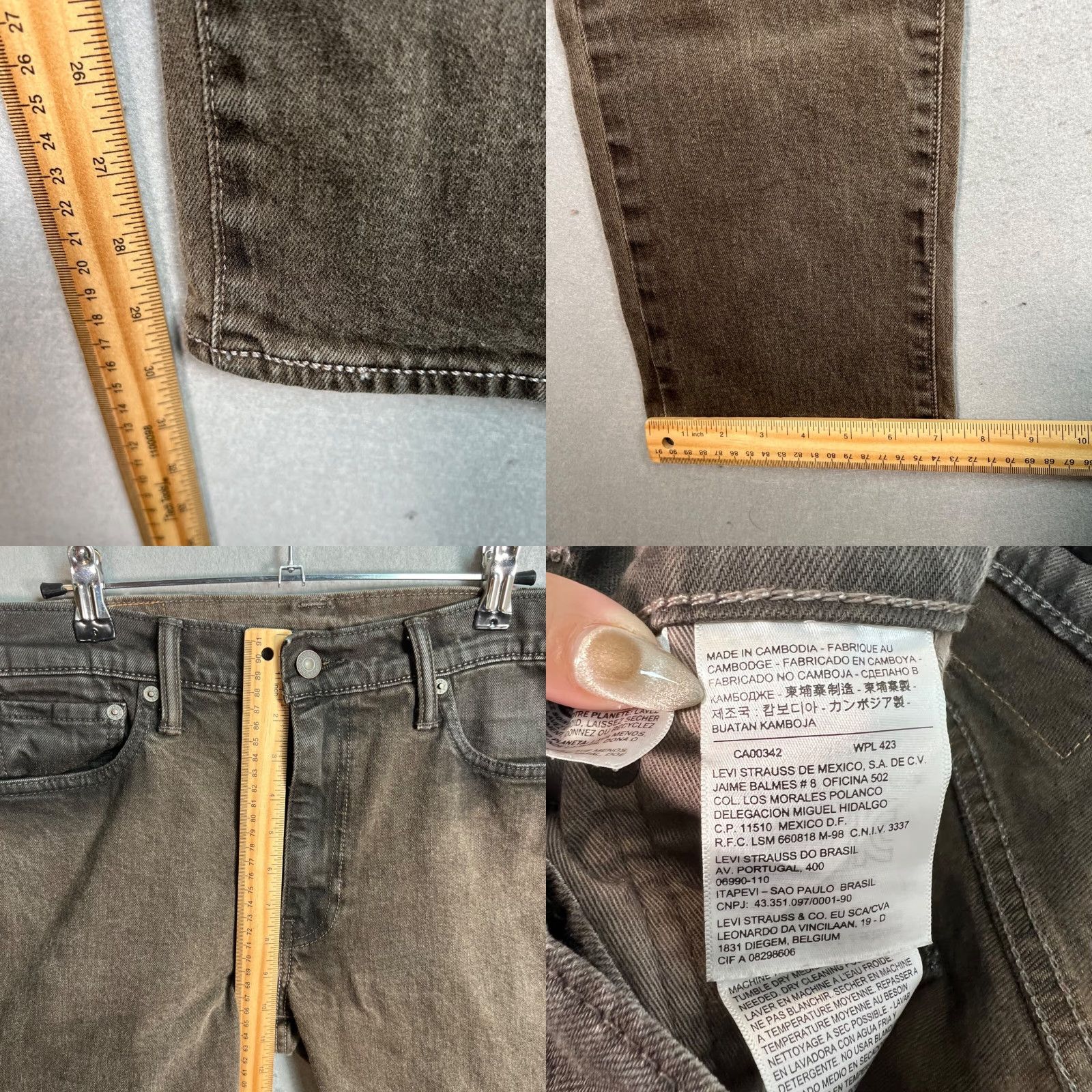 Levi's Levis 513 Slim Straight Fit Mens Jeans 32 x 32 Brown Stretch Denim Size US 32 / EU 48 - 8 Thumbnail
