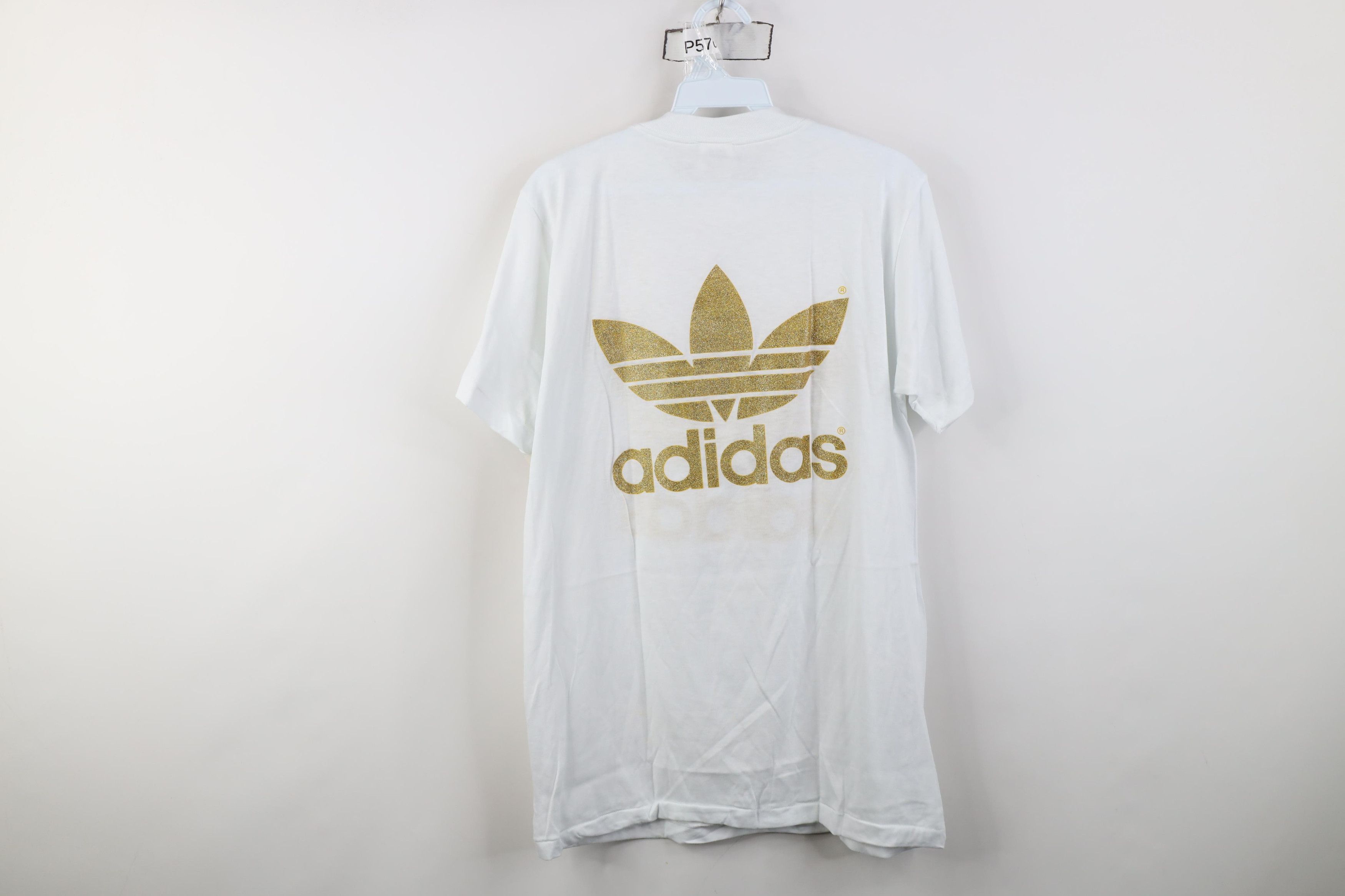Adidas Deadstock Vintage 80s Adidas Olympics Gold Trefoil T-Shirt Size US M / EU 48-50 / 2 - 12 Thumbnail