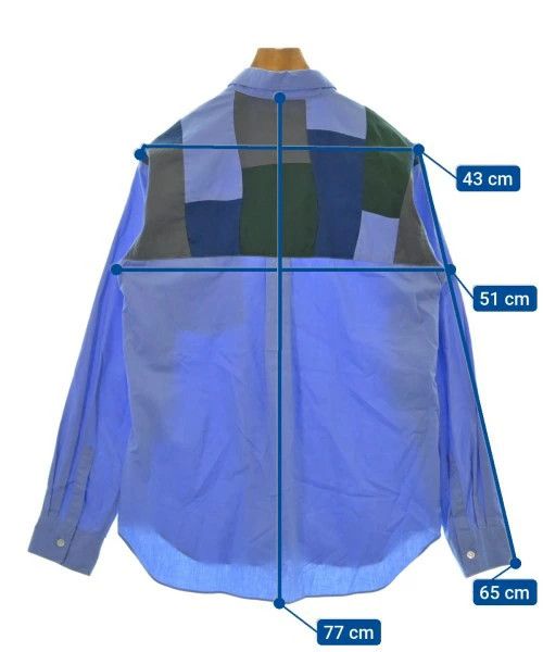 Comme des Garcons Homme Deux Shirt Cotton Long Sleeve Patch Pattern Button Blue x Green Size US M / EU 48-50 / 2 - 3 Thumbnail