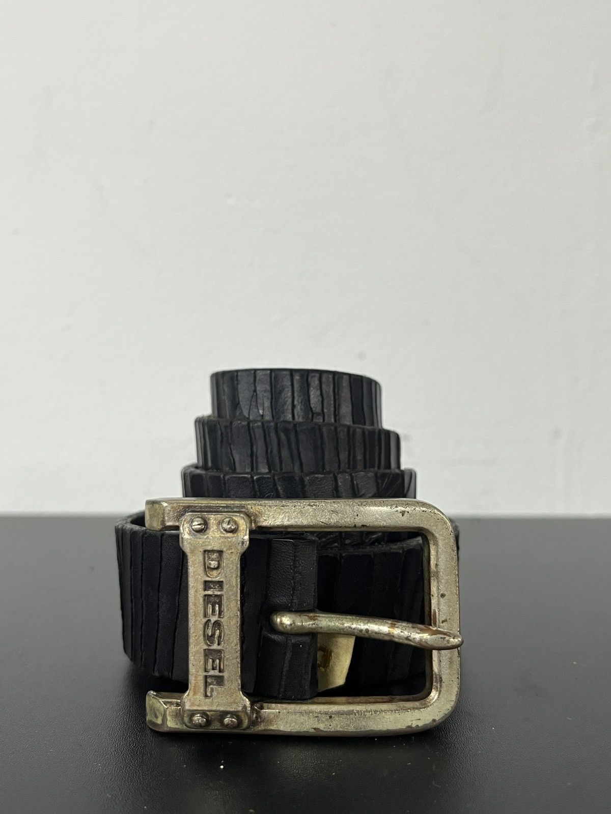 Diesel Vintage 2000's Diesel Textured Leather Punk Belt Size ONE SIZE - 1 Thumbnail