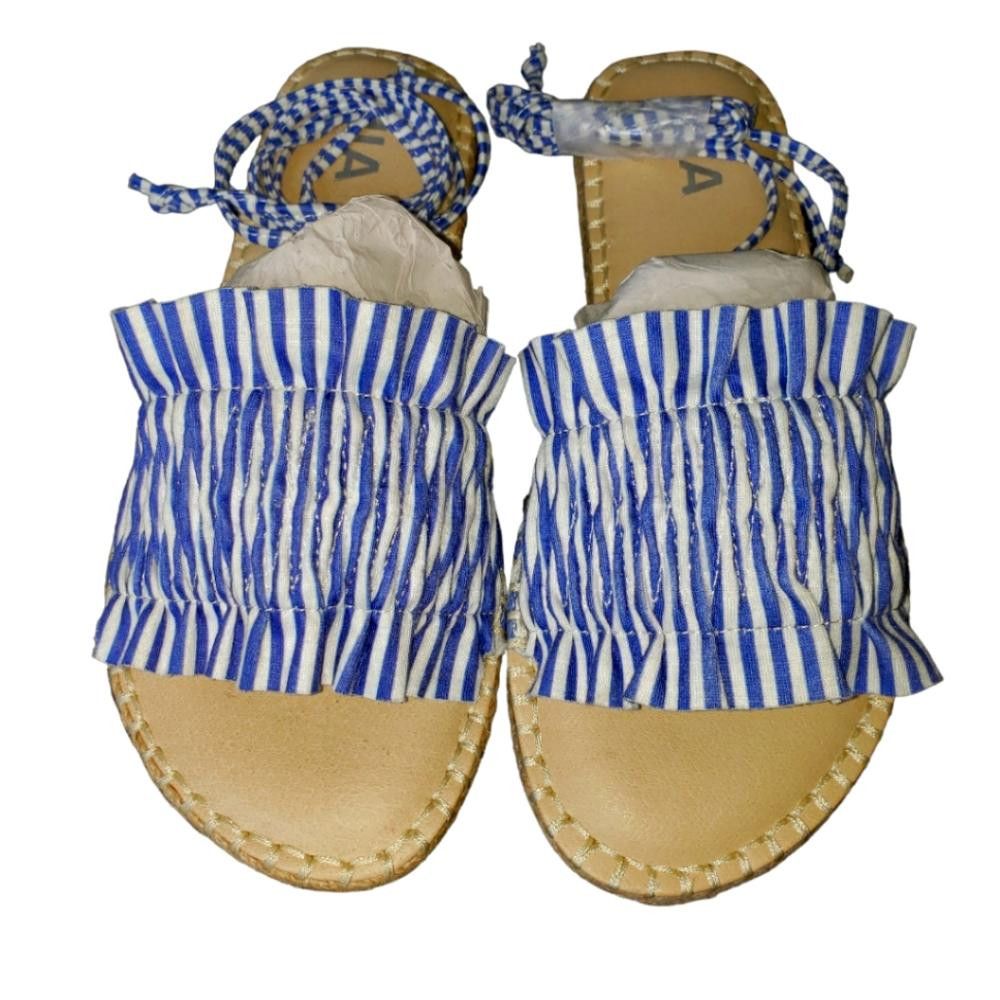 Miansai Mia NWOT Blue & White Cloth Roman Flats 8.5 Size US 8.5 / IT 38.5 - 1 Thumbnail