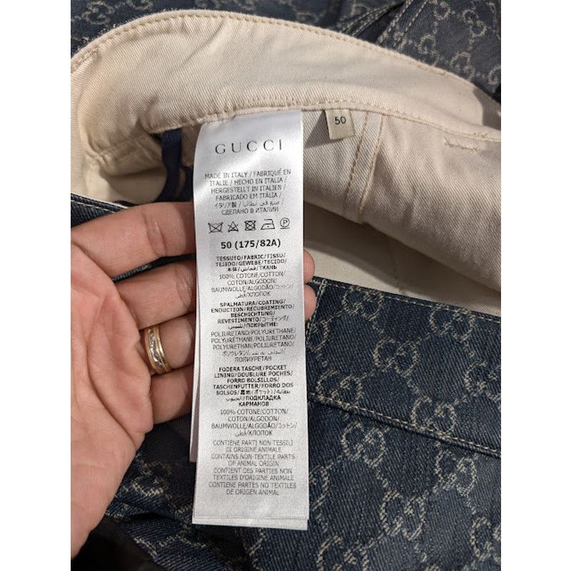 Gucci o1rshd1 Coated GG Denim Cargo Pant in Blue Size US 34 / EU 50 - 18 Thumbnail