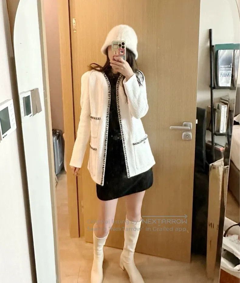 Chanel Chanel White and black tweeded coat Size XS / US 0-2 / IT 36-38 - 6 Thumbnail