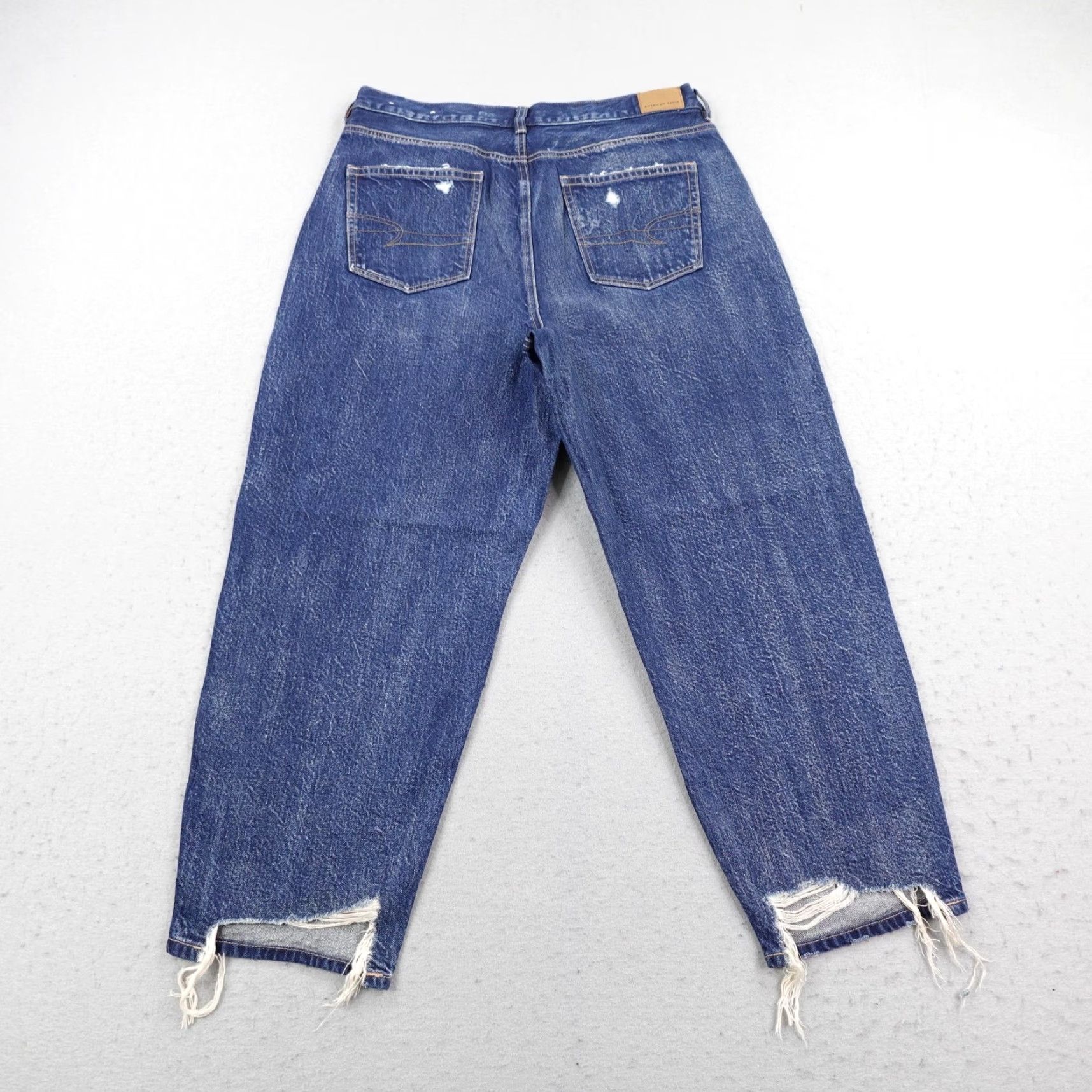 American Eagle Outfitters American Eagle Jeans Womens 12 Short Blue Denim Relaxed Mom Distressed Baggy NEW Size 34" / US 12 / IT 48 - 5 Thumbnail