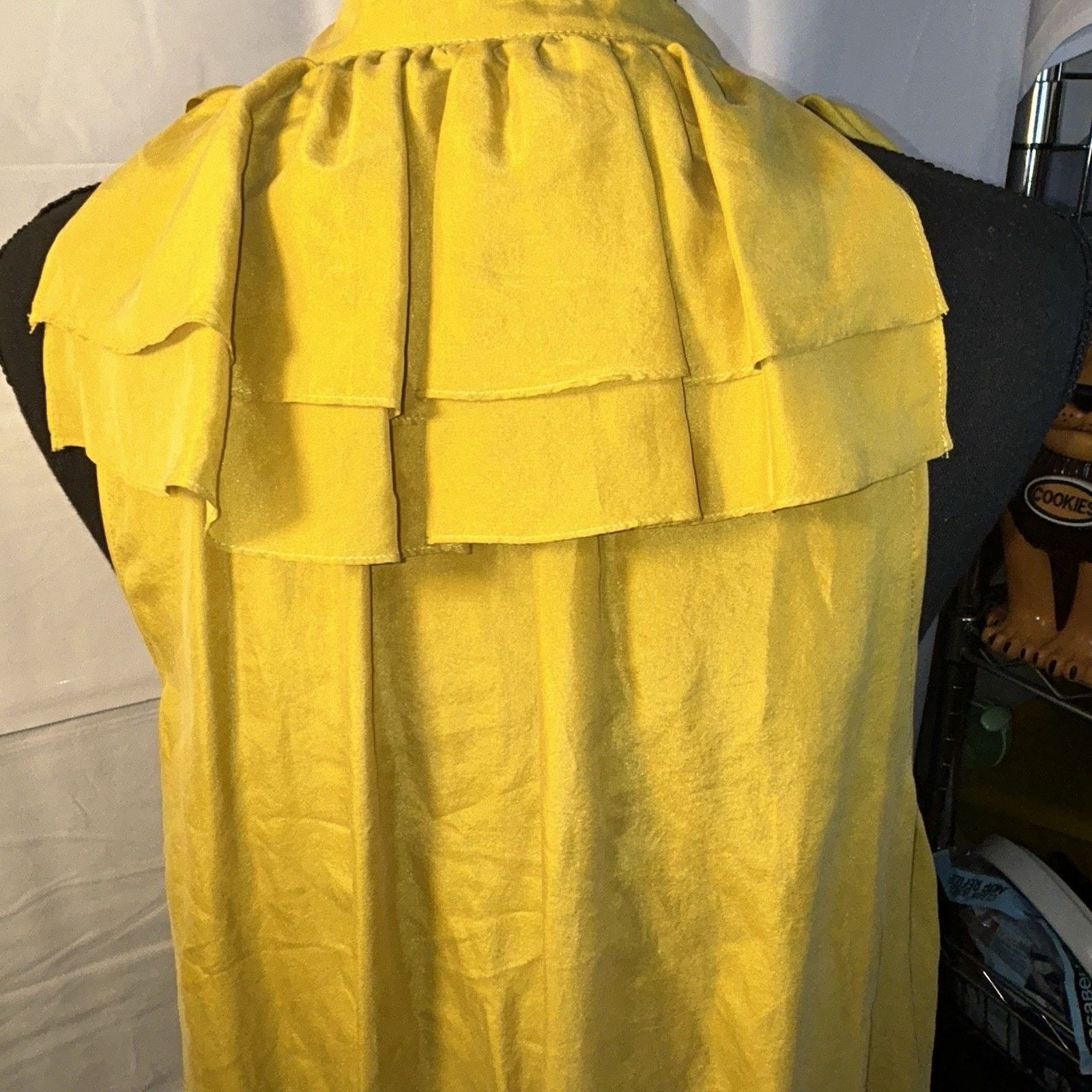 Loft Ann Taylor Loft Silk Mustard Yellow Ruffle Dress Size 14 Size XL / US 12-14 / IT 48-50 - 3 Thumbnail