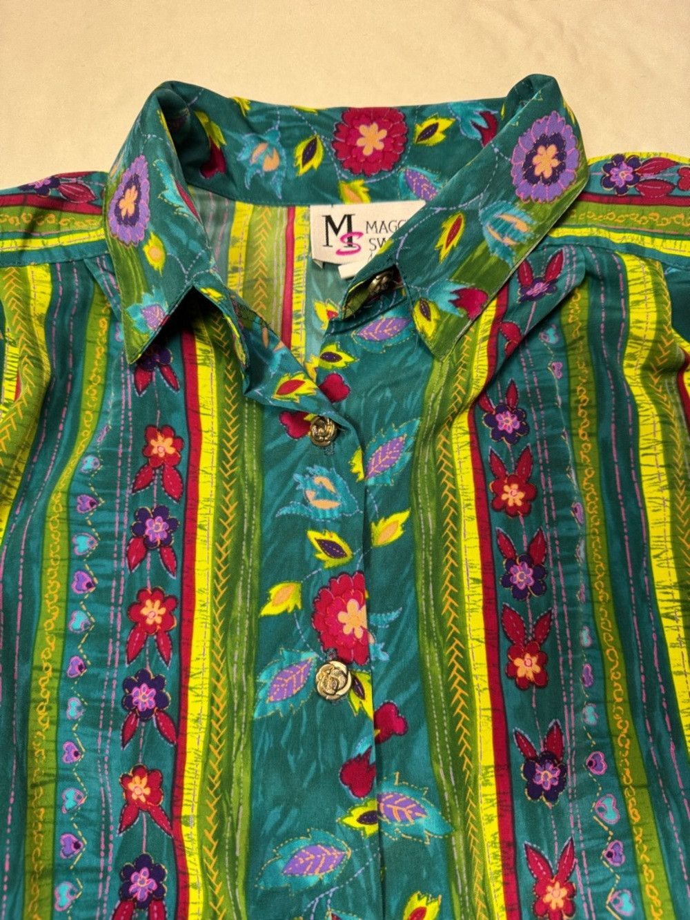 Other Vintage Maggie Sweet Floral Button-Down Long Sleeve Shirt S Size L / US 10 / IT 46 - 4 Thumbnail