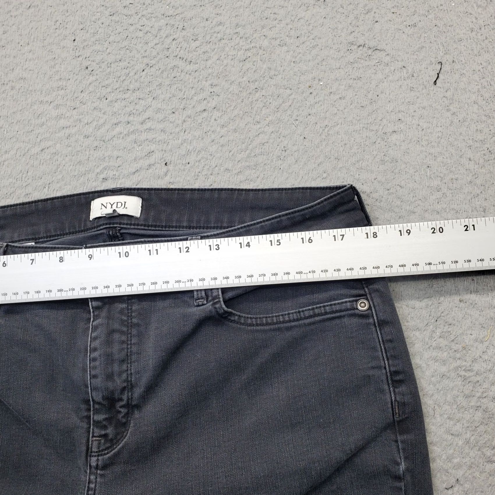NYDJ NYDJ Womens 14 Black Denim Dark Wash 5-Pocket Straight Leg Jeans Streetwear Denim Jeans Size 36" / US 14 / IT 50 - 7 Thumbnail