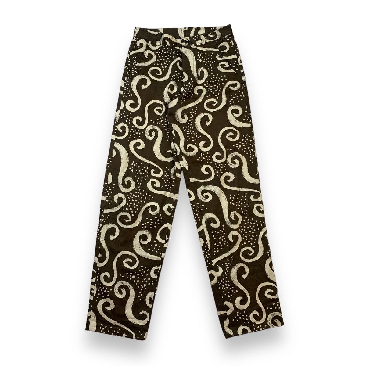 image of Issey Miyake Abstract Print Trousers in Brown, Men's (Size 30)