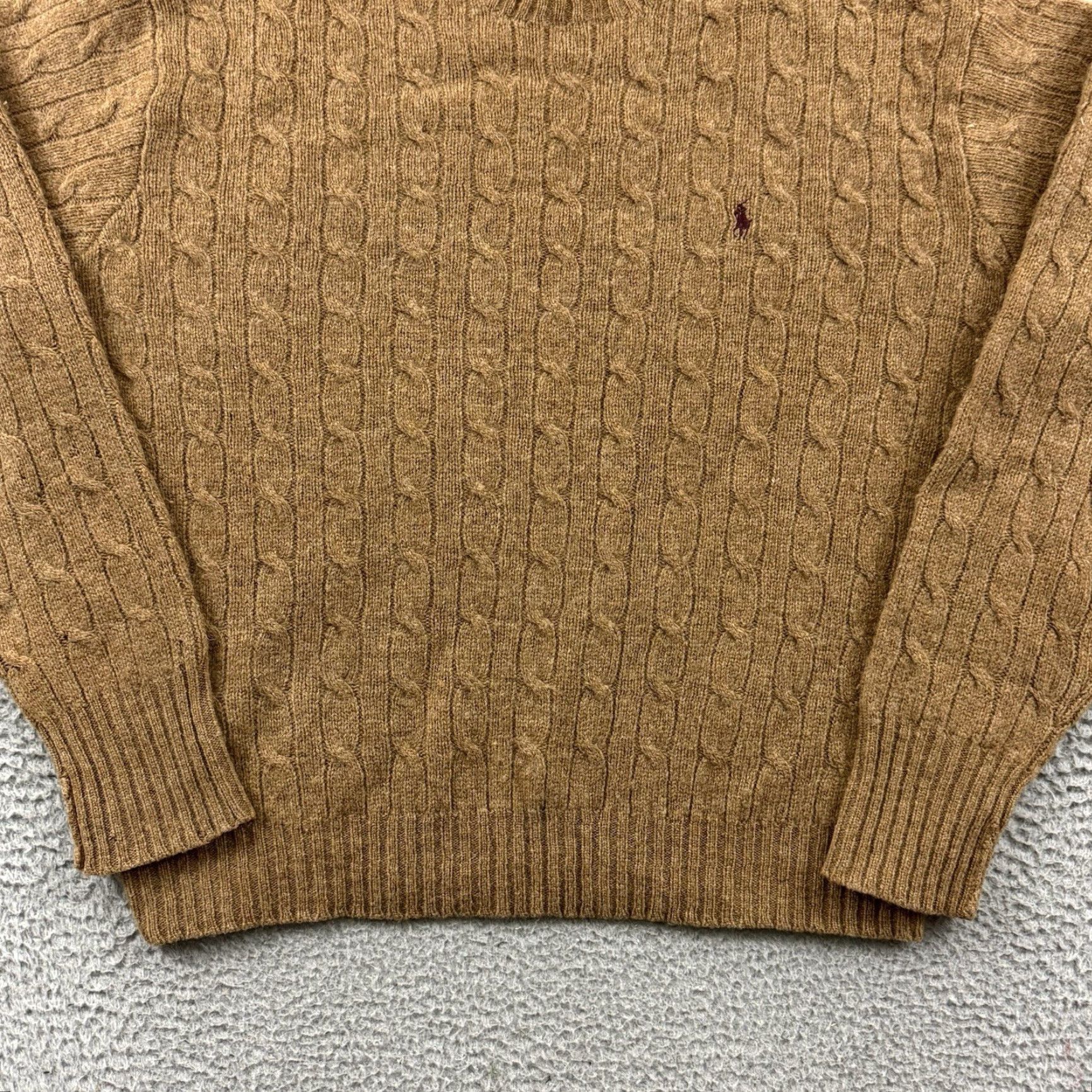Polo Ralph Lauren Polo Ralph Lauren Sweater Mens XL Brown Cable Knit Wool Pullover Preppy Size US XL / EU 56 / 4 - 2 Thumbnail