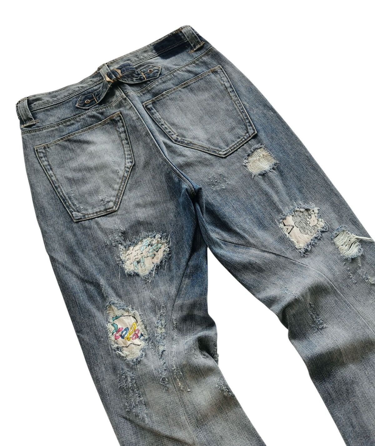 Kapital Bit Blue Distressed Patchwork Jeans Size US 30 / EU 46 - 6 Thumbnail