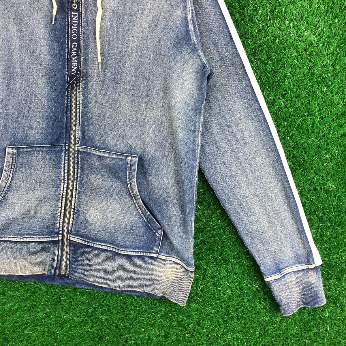 Japanese Brand Vintage Indigo Blue Dyed Zipper Sweater Hoodie by Baycrest Size US M / EU 48-50 / 2 - 3 Thumbnail