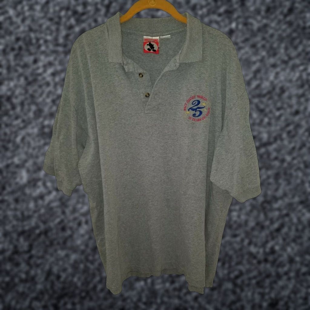 Disney VINTAGE Disney Mickey Inc. 25 Years Walt Disney World Polo Shirt Adult XL Gray Embroidered 25 Years Walt Disney World Mens Polo Size US XL / EU 56 / 4 - 1 Thumbnail