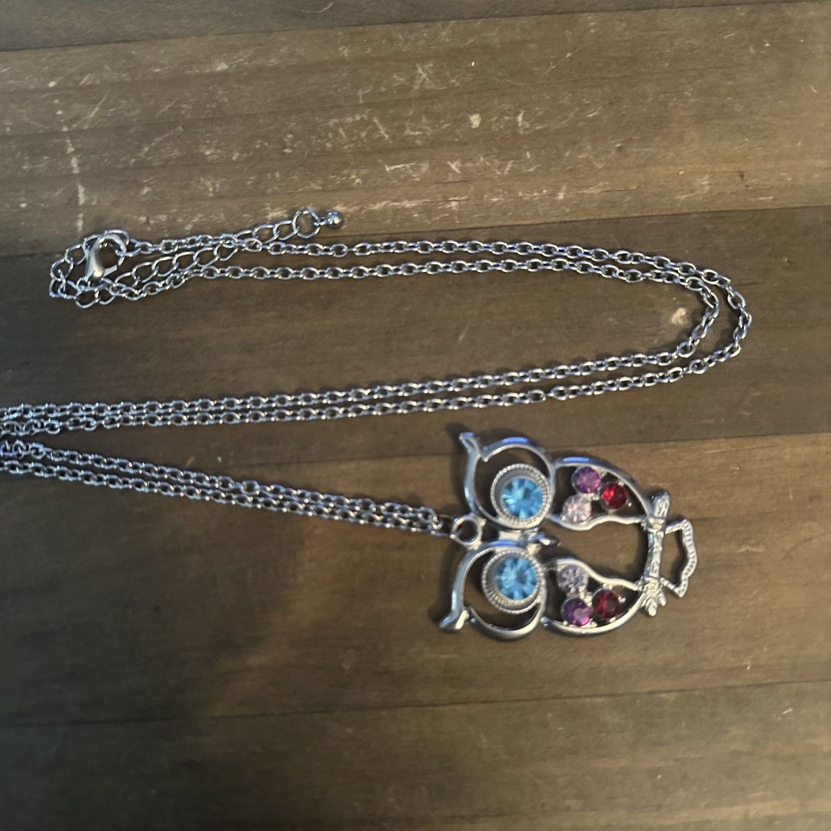 Other Long silver tone multicolor rhinestone owl pendant necklace Size ONE SIZE - 3 Thumbnail