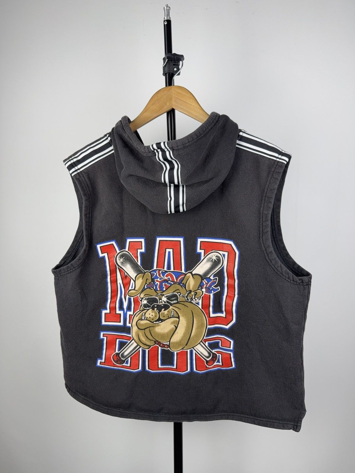 Vintage Vintage 90s MAD DOG Sleeveless Hoodie Vest Biker Streetwear Size US S / EU 44-46 / 1 - 1 Thumbnail