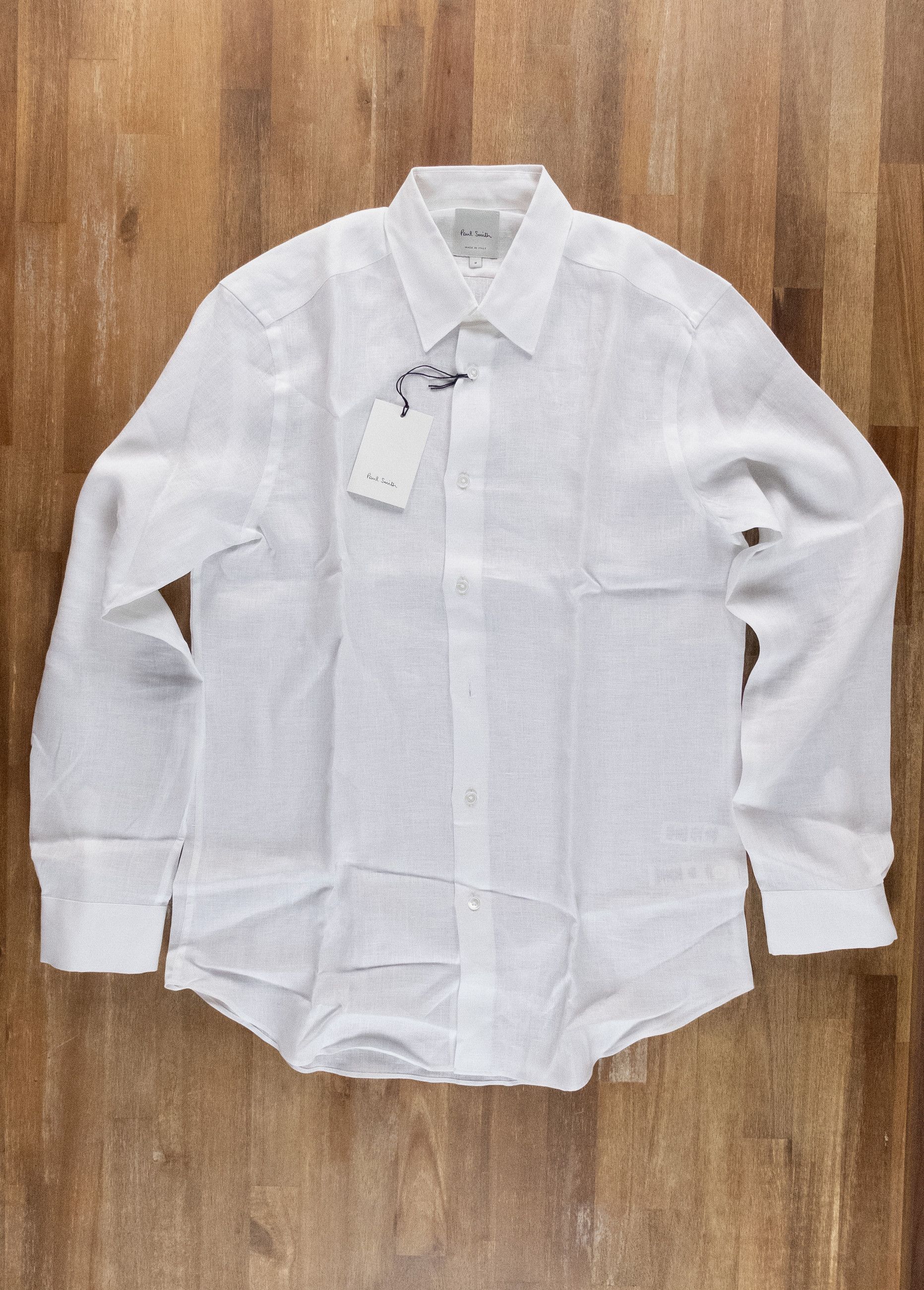 Paul Smith PAUL SMITH white linen shirt w Artist stripe detail Medium Size US M / EU 48-50 / 2 - 1 Thumbnail