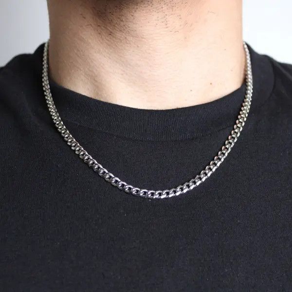 Jewelry Silver 5mm Cuban Link Chain 18”-24” Size ONE SIZE - 1 Thumbnail