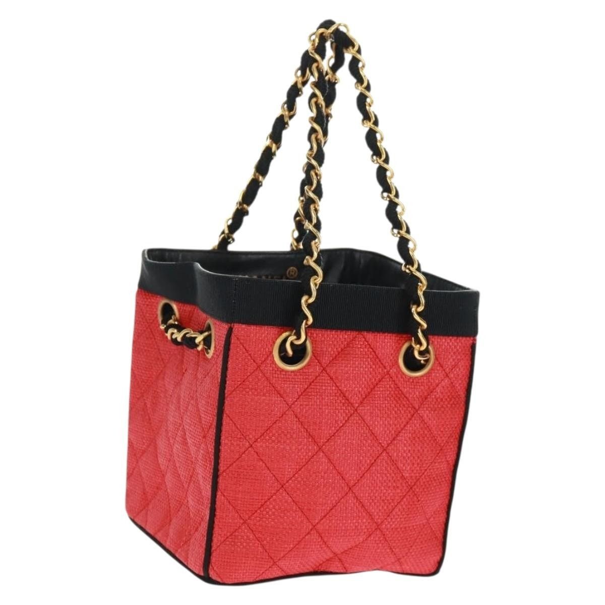 Chanel Chanel Chain Handbag Raffia Red Gold CC Size ONE SIZE - 1 Thumbnail