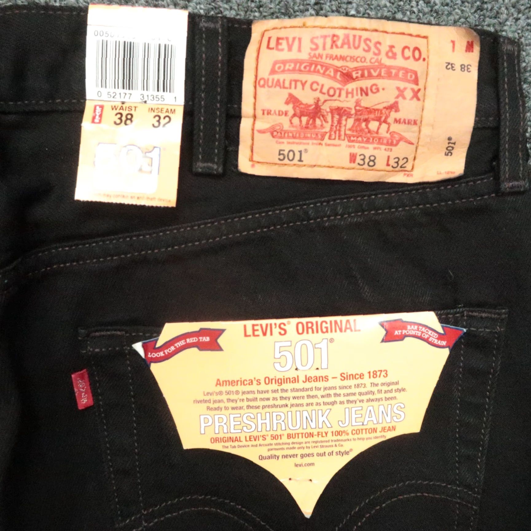 Levi's VINTAGE Levi's Jeans Mens 38x32 Black 501 Preshrunk Button Fly 5 Pocket Y2K NWT Size US 38 / EU 54 - 6 Thumbnail