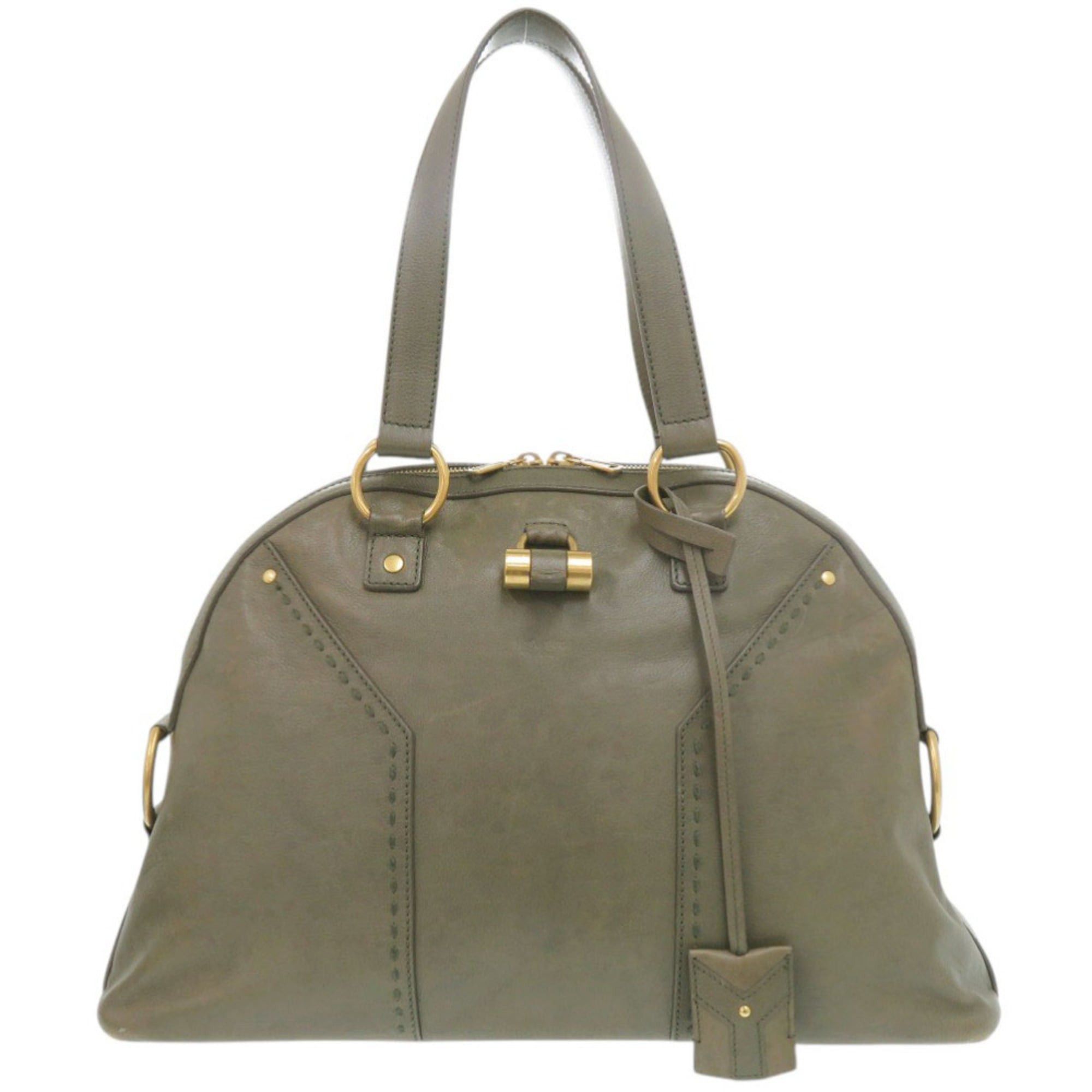 Yves Saint Laurent Yves Saint Laurent Muse 156464 Leather Olive Handbag 0840YVES SAINT LAURENT Size ONE SIZE - 1 Thumbnail